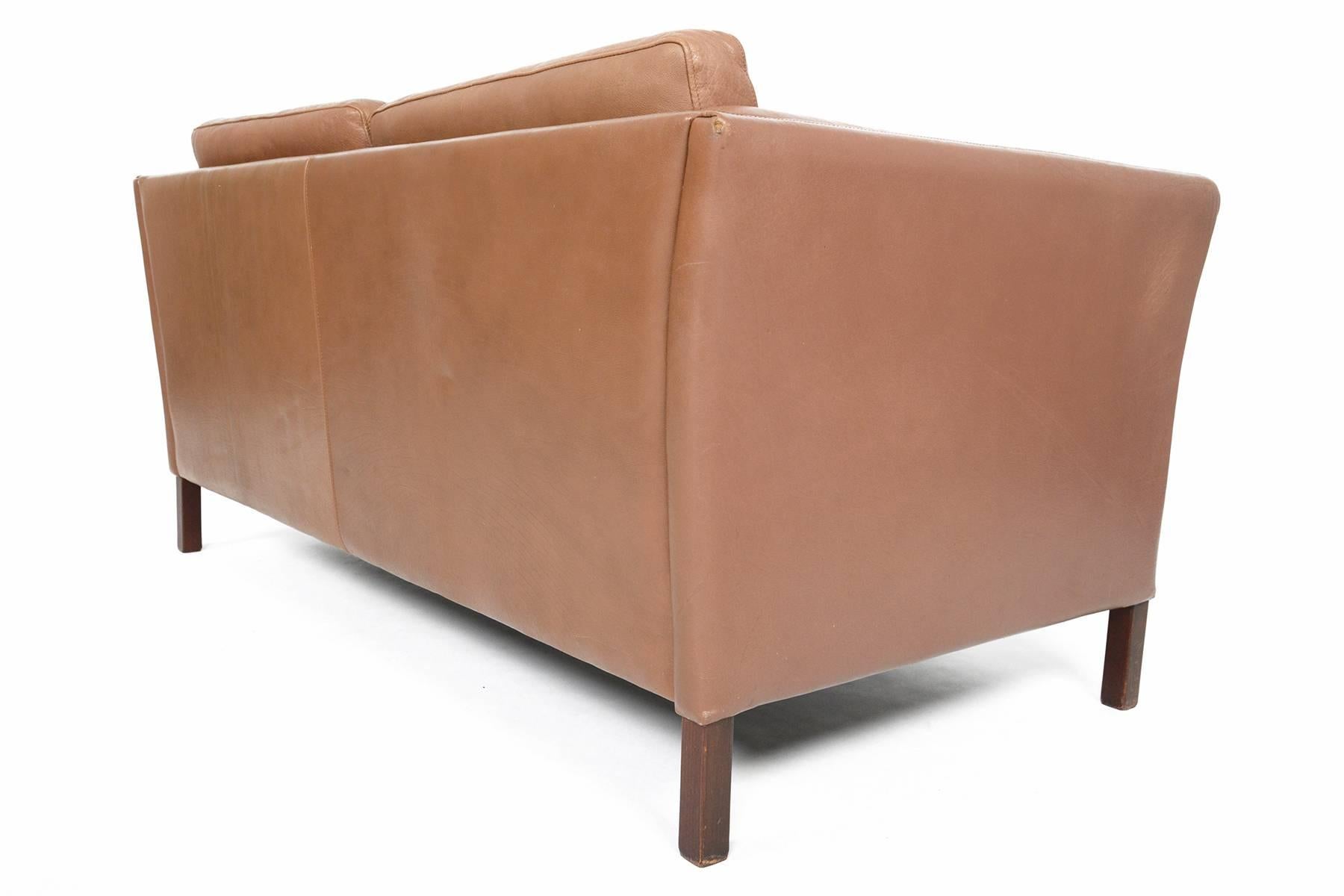 Stouby Brown Leather Loveseat Sofa 1
