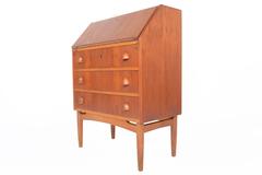 Danish Modern Teak and Oak Secretary Desk