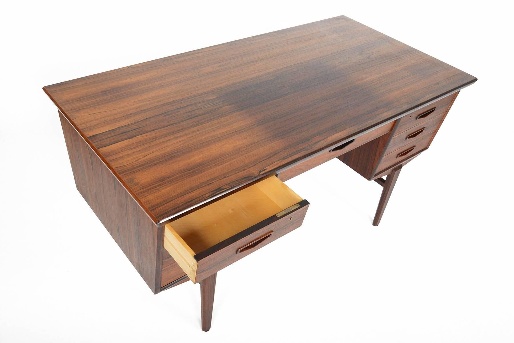 Mid-20th Century Danish Modern Rosewood Desk with Bar