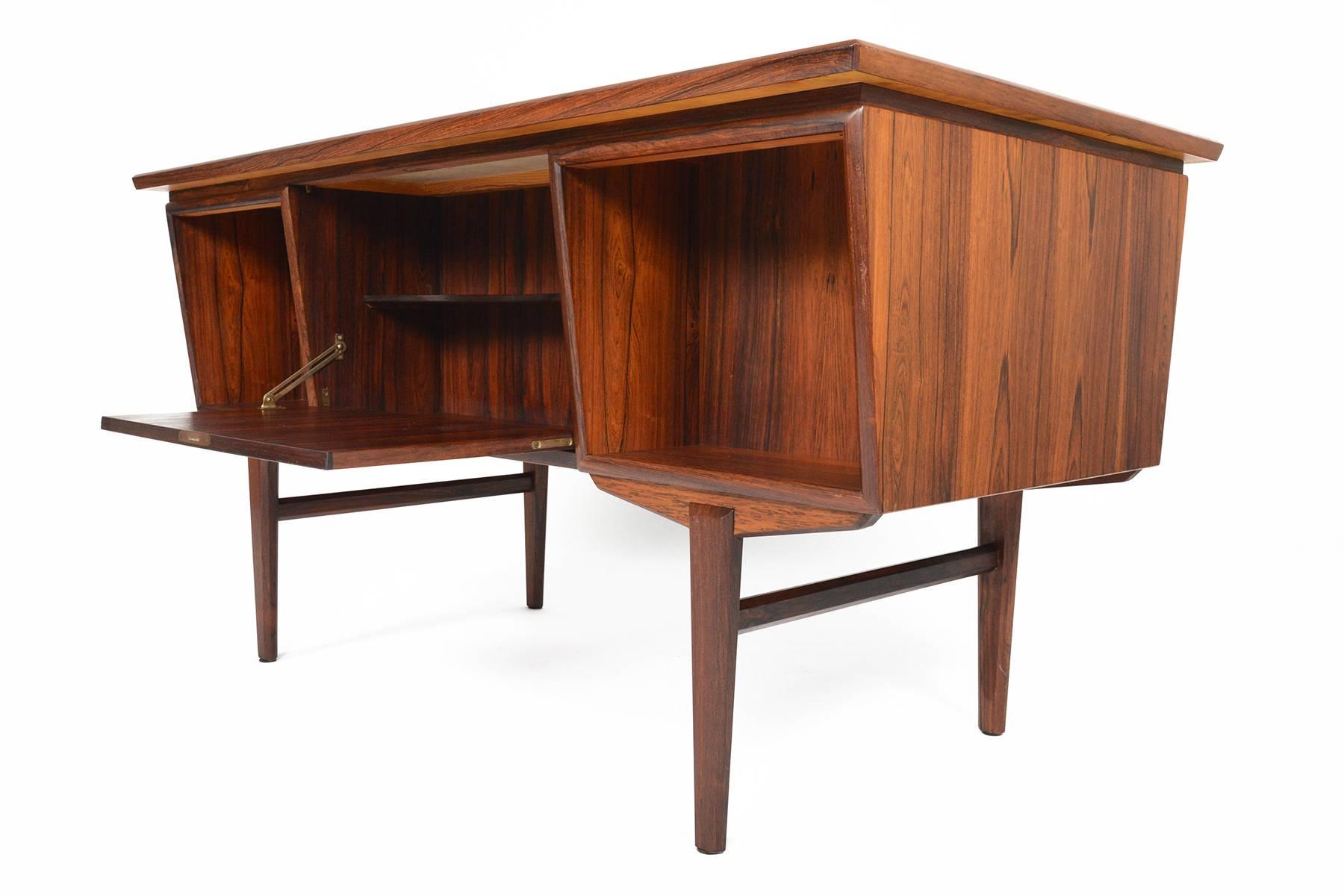 Scandinavian Modern Danish Modern Rosewood Desk with Bar