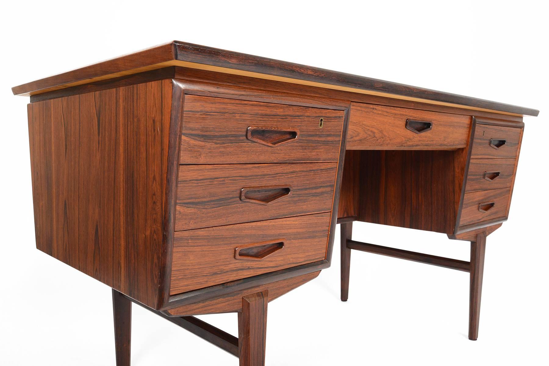 Danish Modern Rosewood Desk with Bar 3