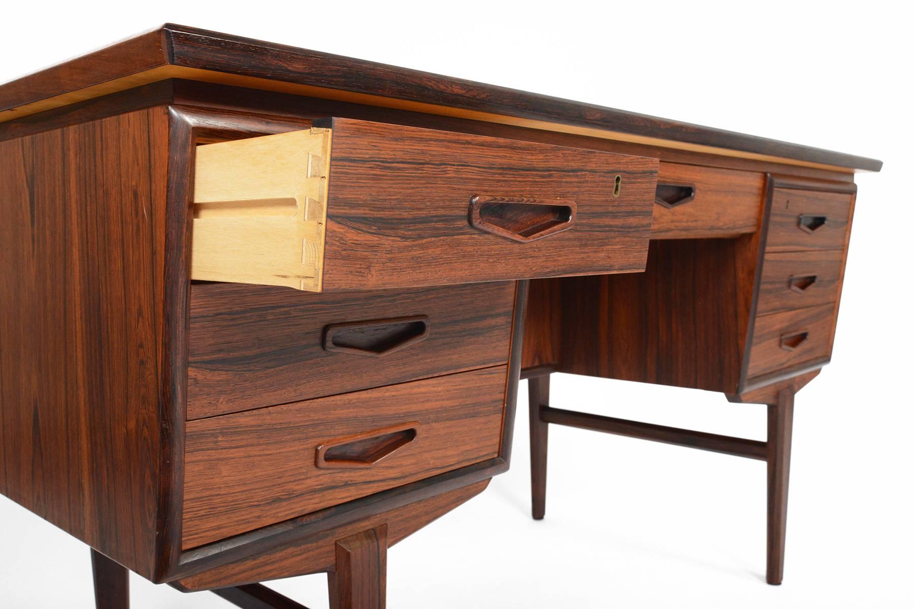 Danish Modern Rosewood Desk with Bar 5