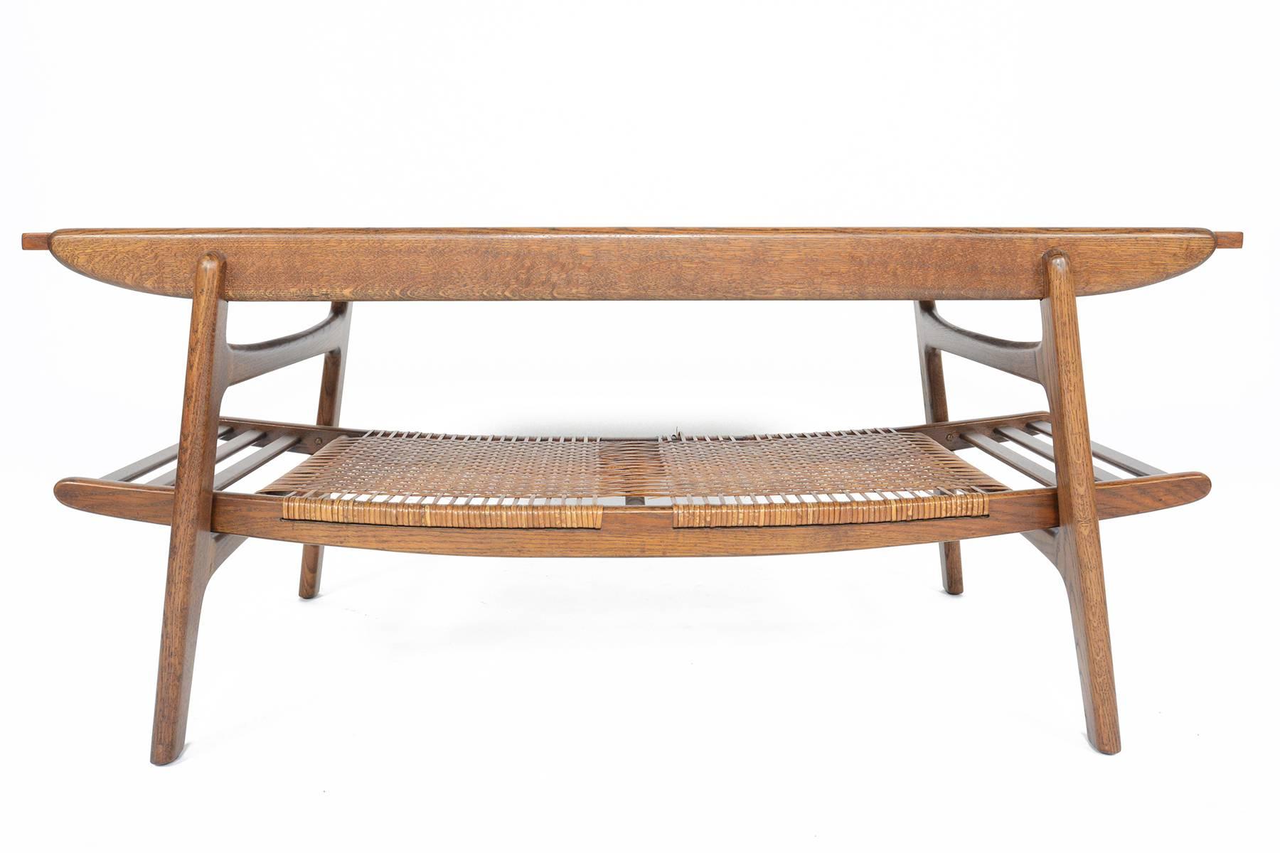 Large Teak and Oak Surfboard Coffee Table with Rack 2