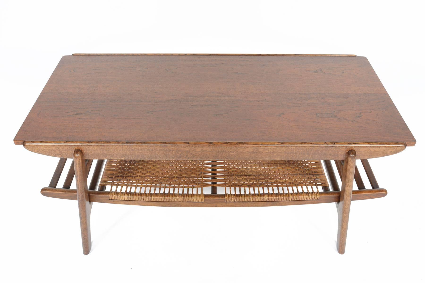 Large Teak and Oak Surfboard Coffee Table with Rack 1