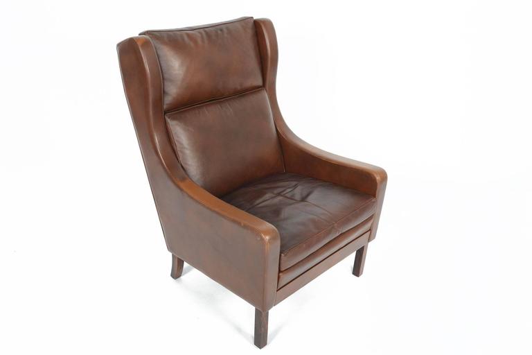 Møgensen Style High Back Leather Lounge Chair at 1stDibs high back