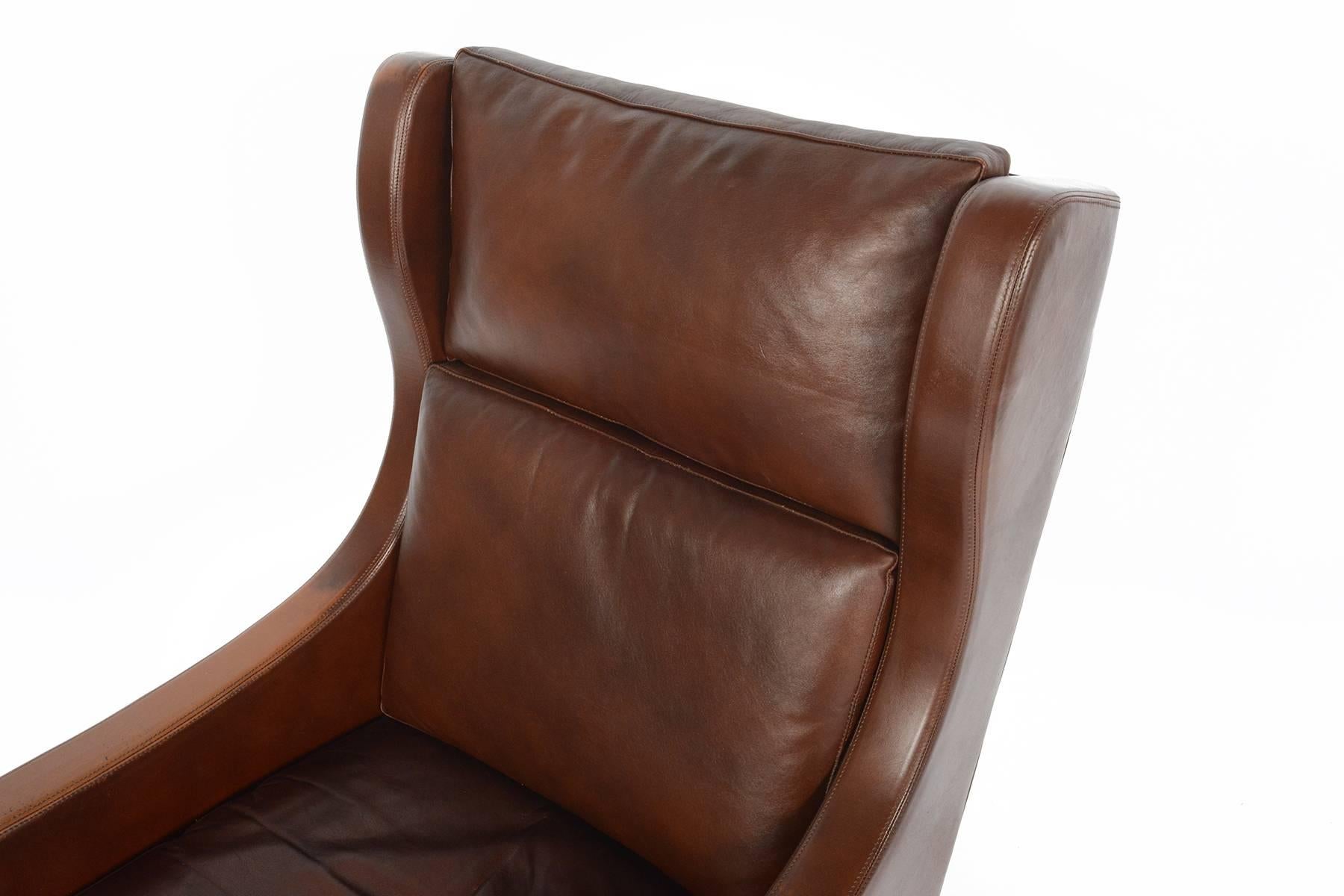 Mid-20th Century Møgensen Style High Back Leather Lounge Chair