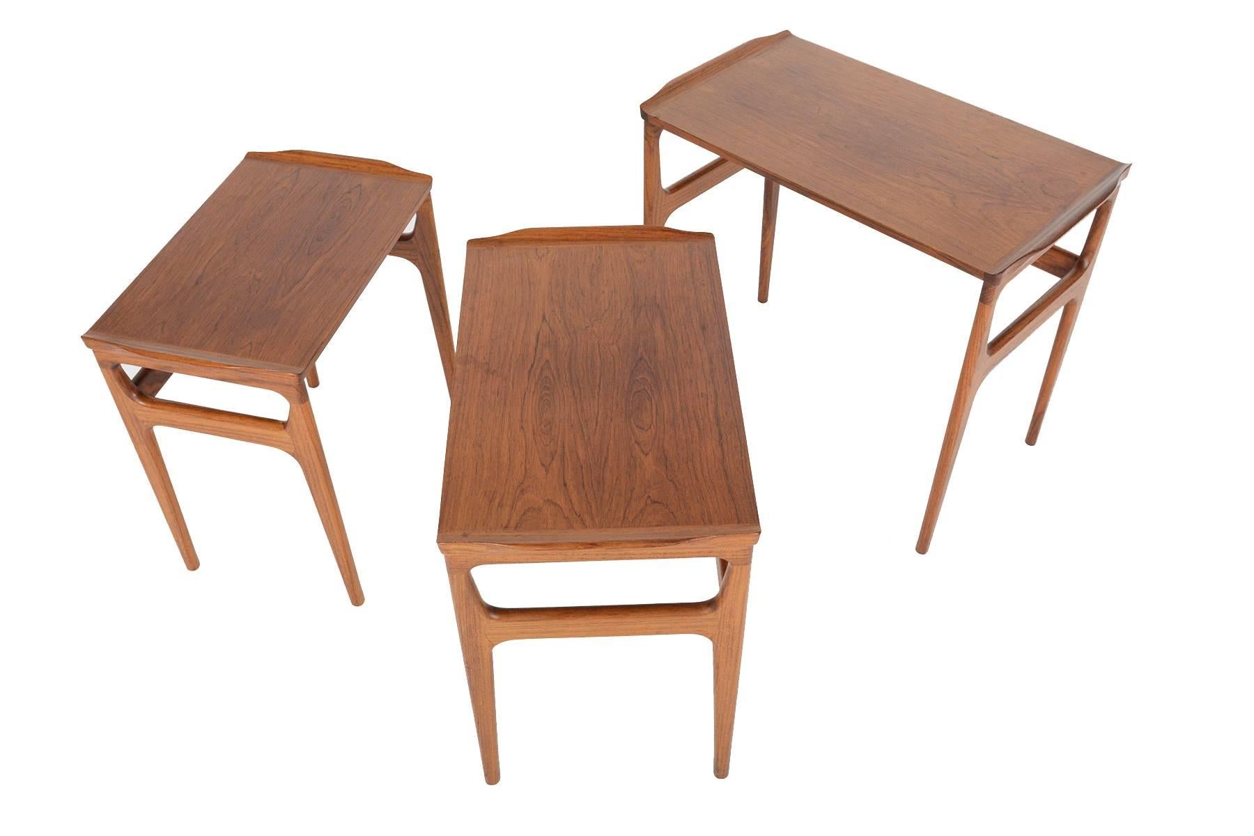 20th Century Danish Modern Rosewood Nesting Tables by Heltborg