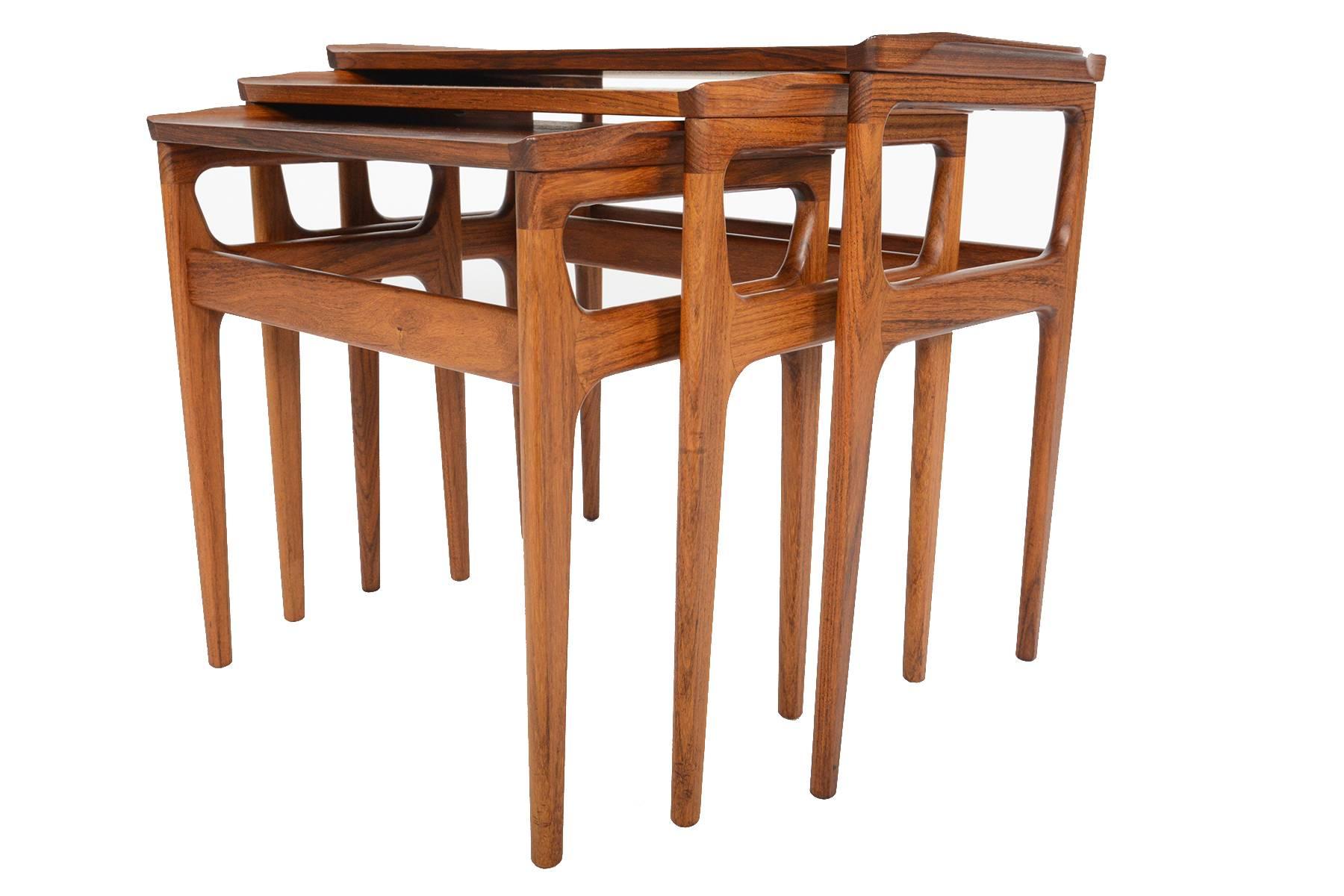Danish Modern Rosewood Nesting Tables by Heltborg 3