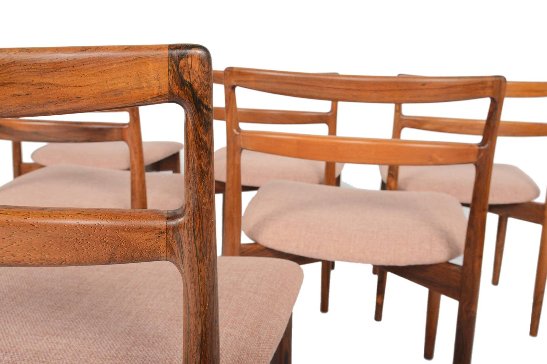 Mid-20th Century Set of Six H.W. Klein for Bramin Rosewood Dining Chairs