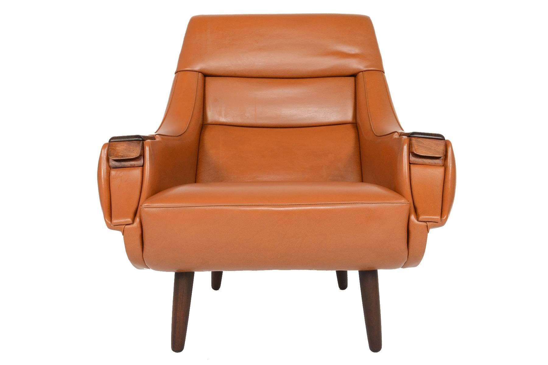 Faux Leather H.W. Klein for Bramin Rosewood Pawed Lounge Chair