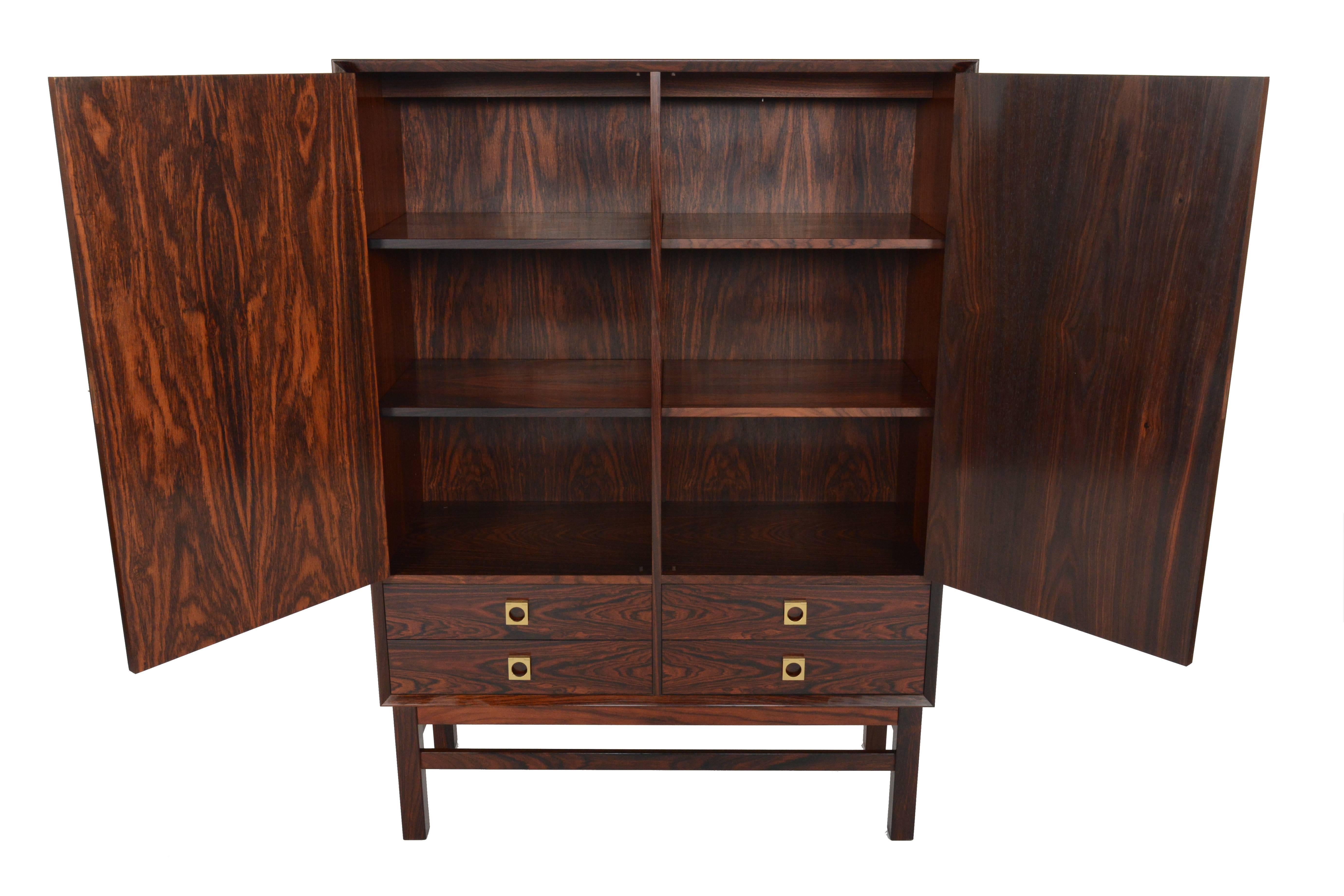 Tall Brazilian Rosewood Credenza by Brouer Møbelfabrik In Excellent Condition In Berkeley, CA