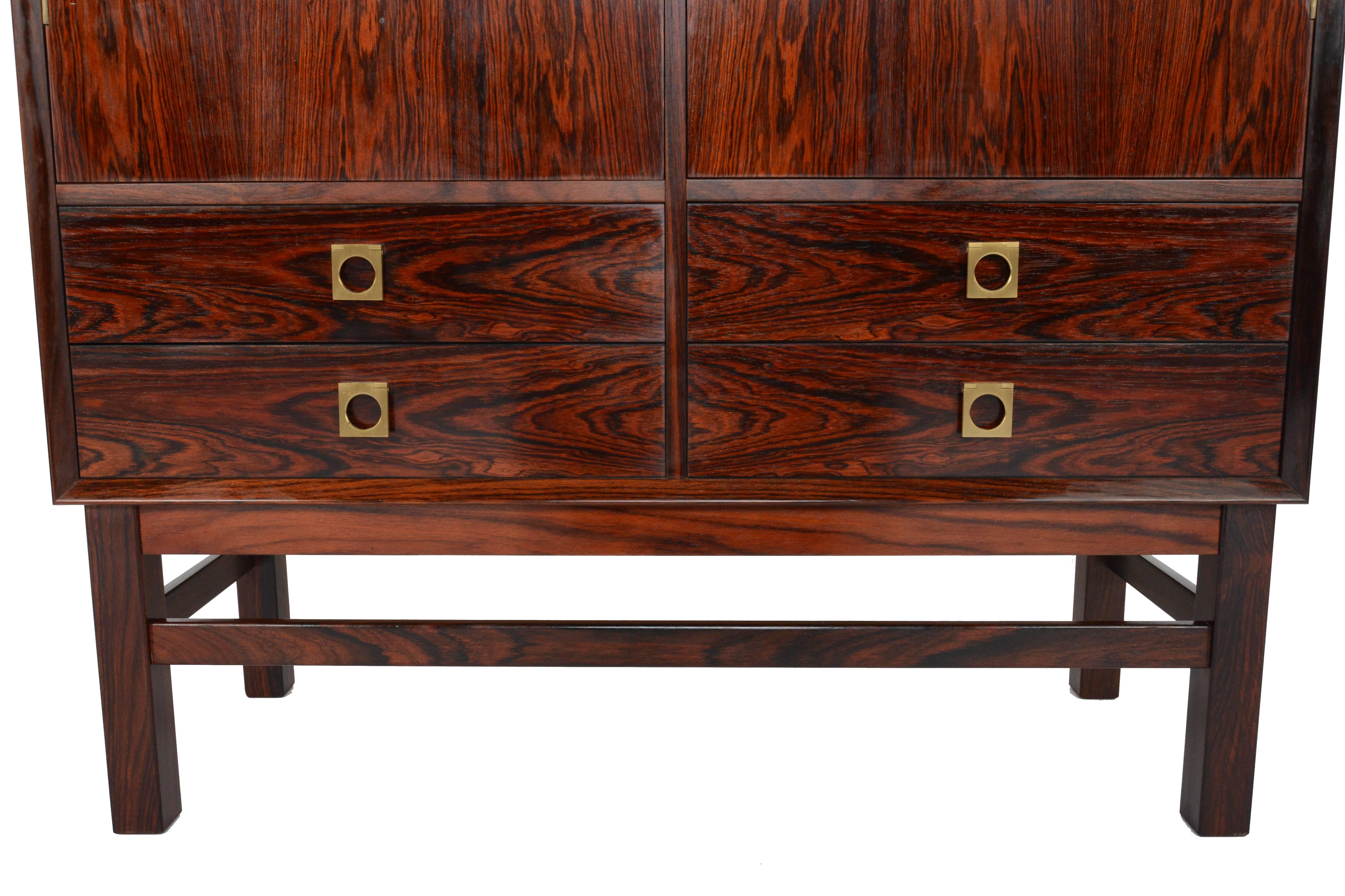 Mid-20th Century Tall Brazilian Rosewood Credenza by Brouer Møbelfabrik