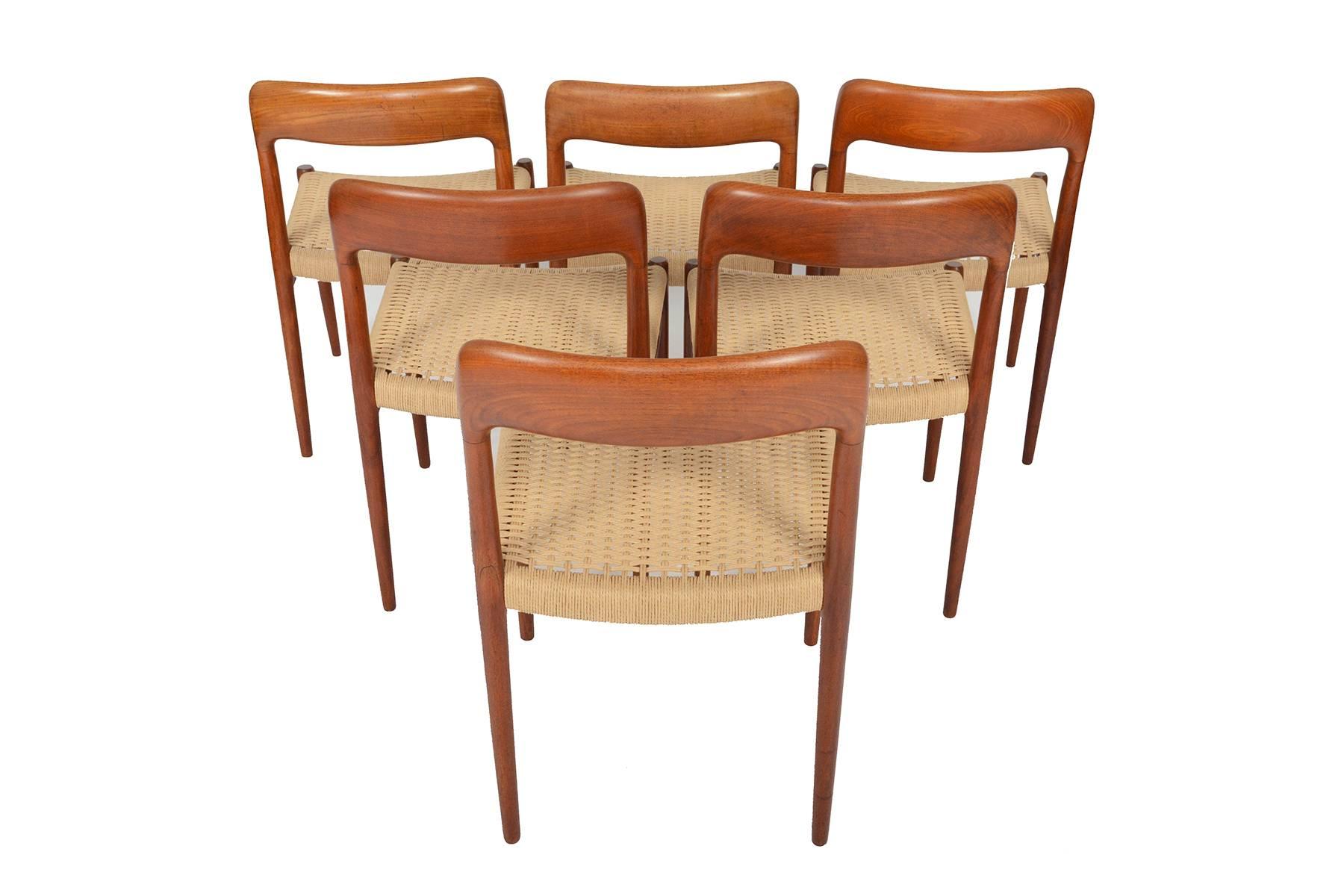 Danish Set of Six Møller Model 75 Teak Dining Chairs