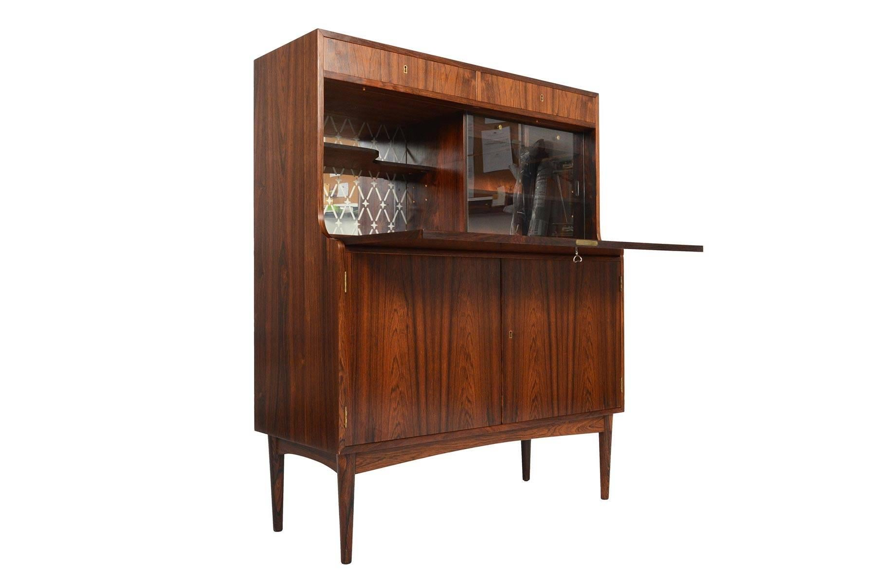 Mid-20th Century Danish Modern Rosewood Secretary Desk with Bar