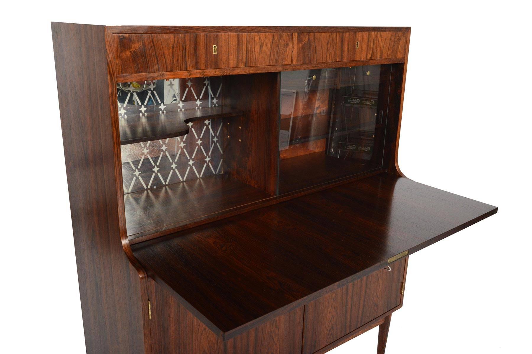 Danish Modern Rosewood Secretary Desk with Bar 1