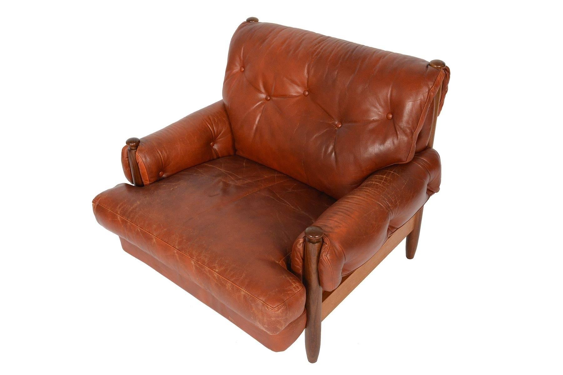 Walnut and Leather Brazilian Style Lounge Chair 2