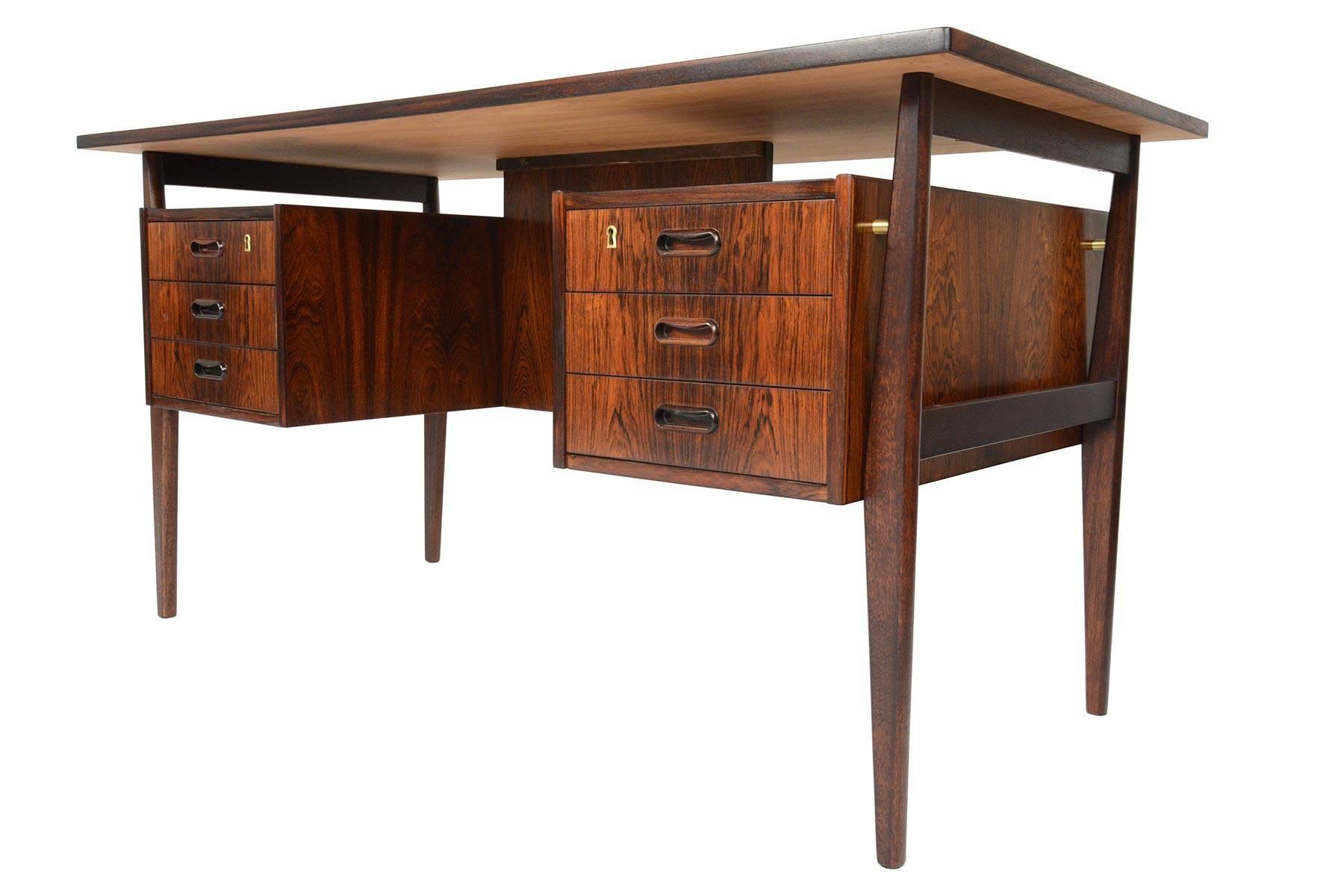 Mid-20th Century Brazilian Rosewood Desk in the Manner of Vodder