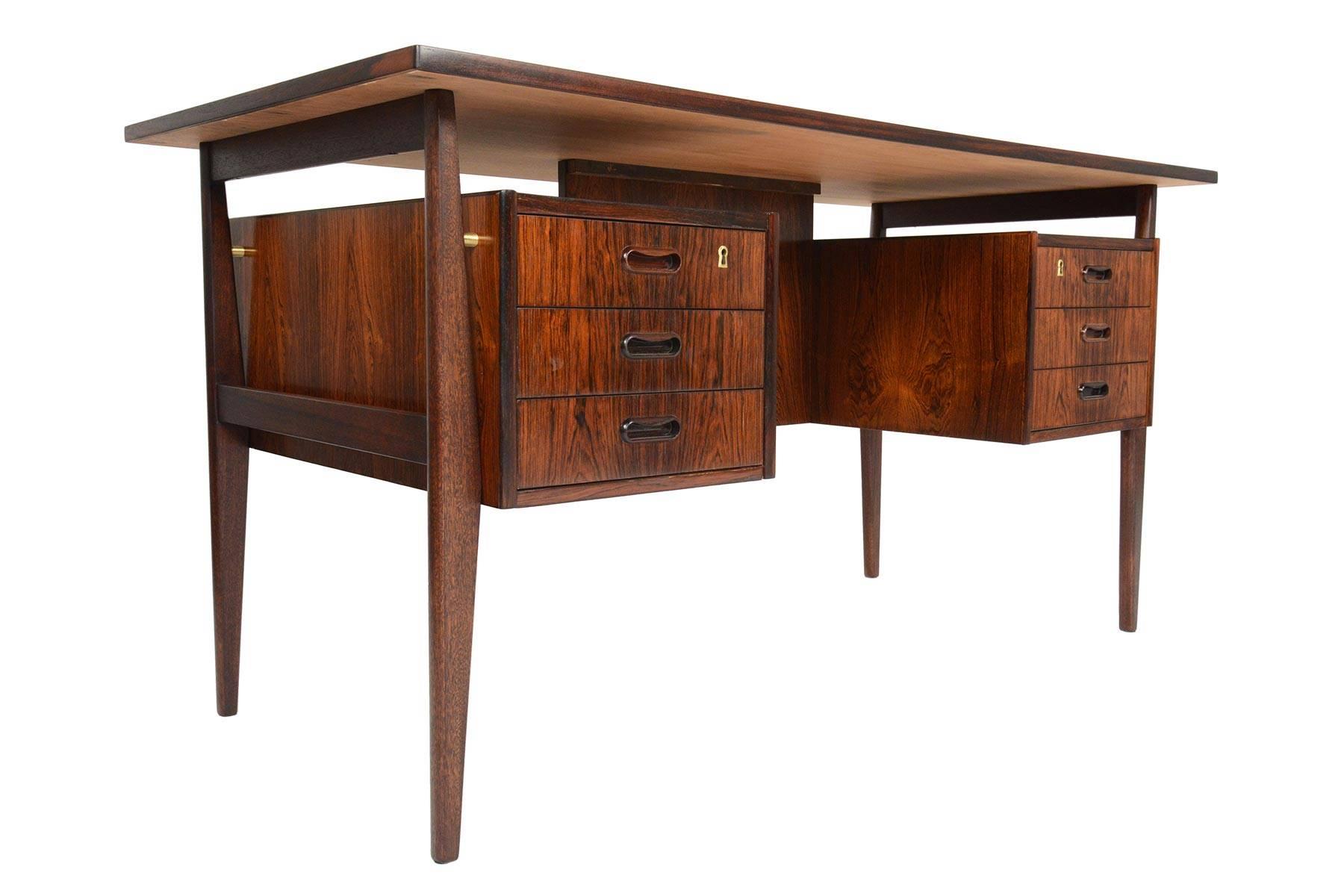 Scandinavian Modern Brazilian Rosewood Desk in the Manner of Vodder