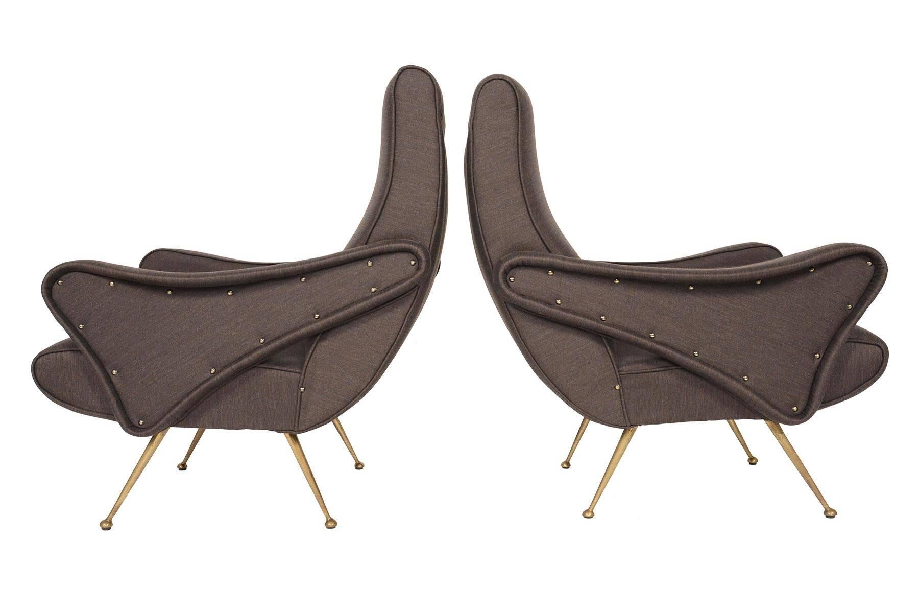 Mid-Century Modern Pair of Italian Modern Zanuso Style Lounge Chairs