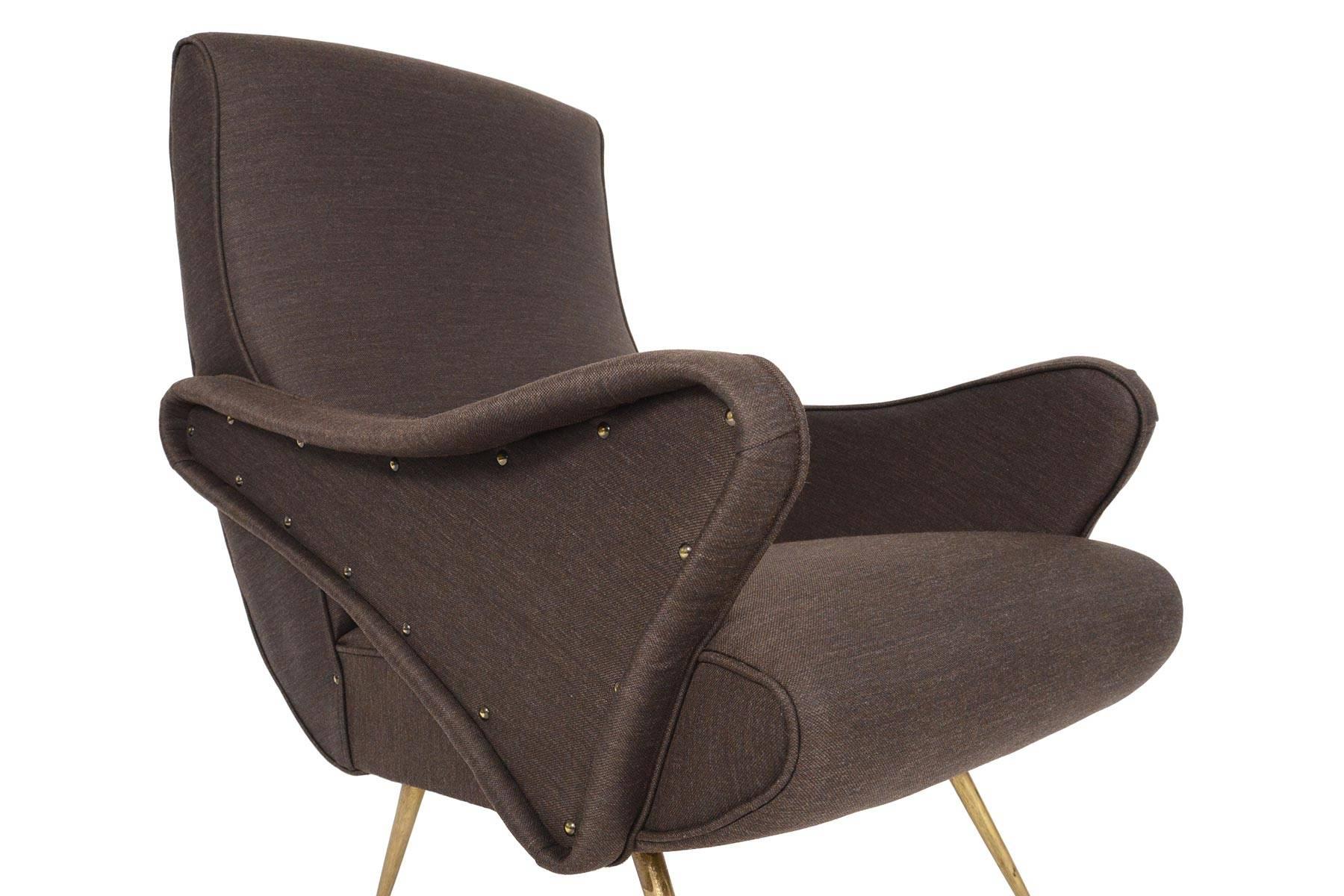 20th Century Pair of Italian Modern Zanuso Style Lounge Chairs