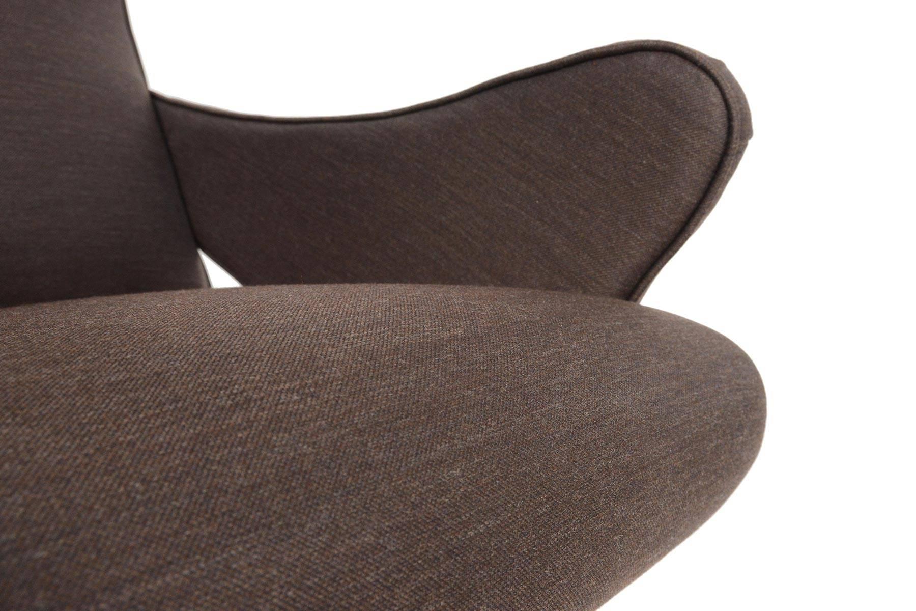 Brass Pair of Italian Modern Zanuso Style Lounge Chairs