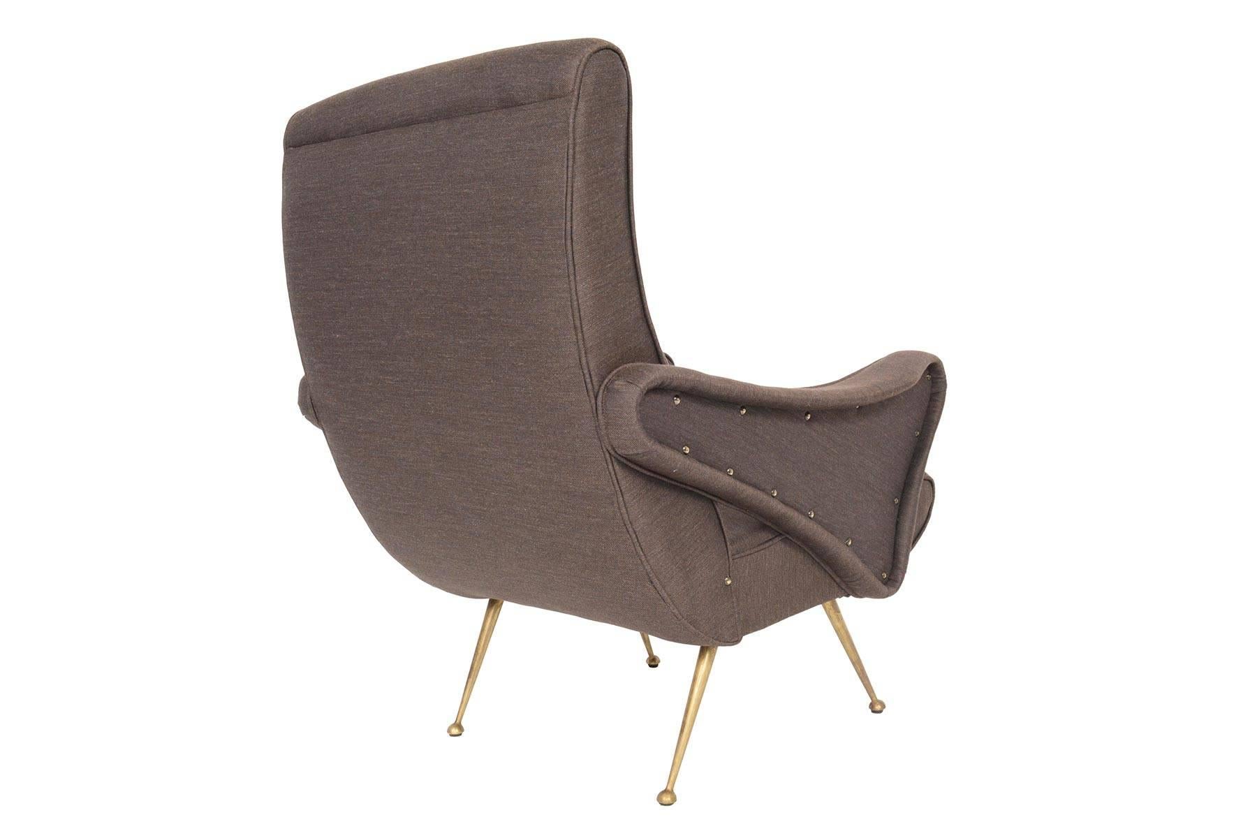 Pair of Italian Modern Zanuso Style Lounge Chairs 1