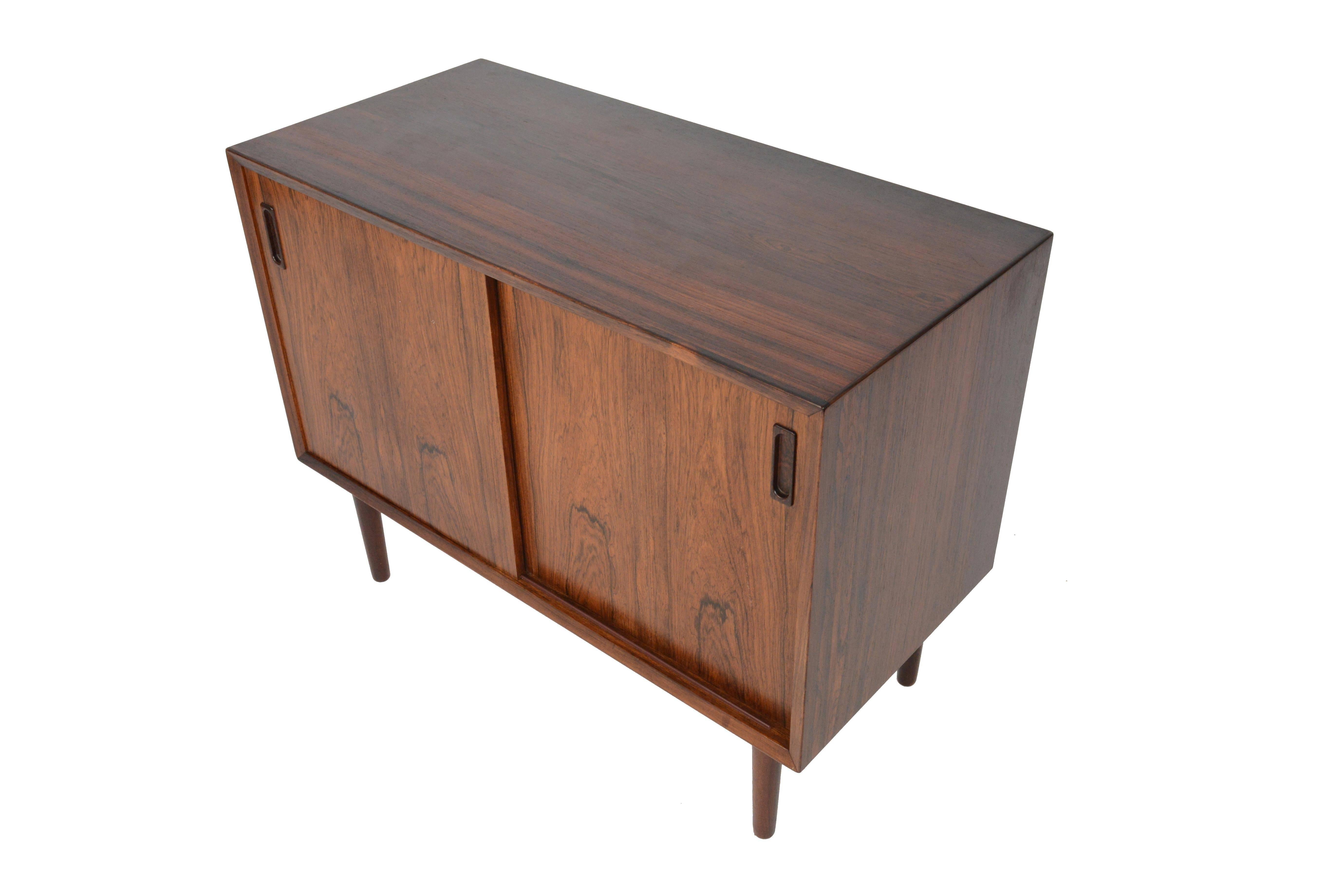 Danish Modern Small Rosewood Sliding Door Credenza by Lyby 2