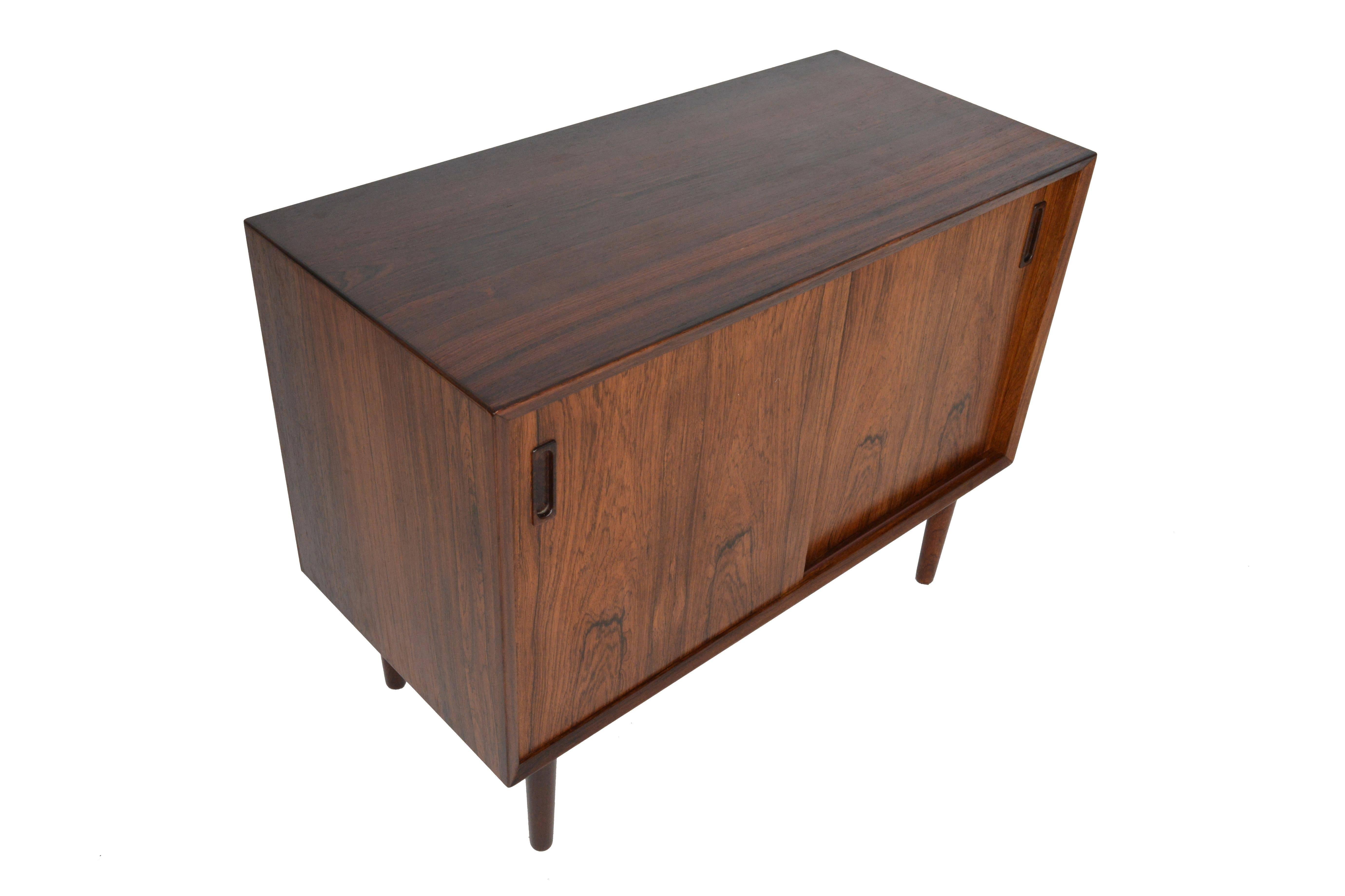 20th Century Danish Modern Small Rosewood Sliding Door Credenza by Lyby