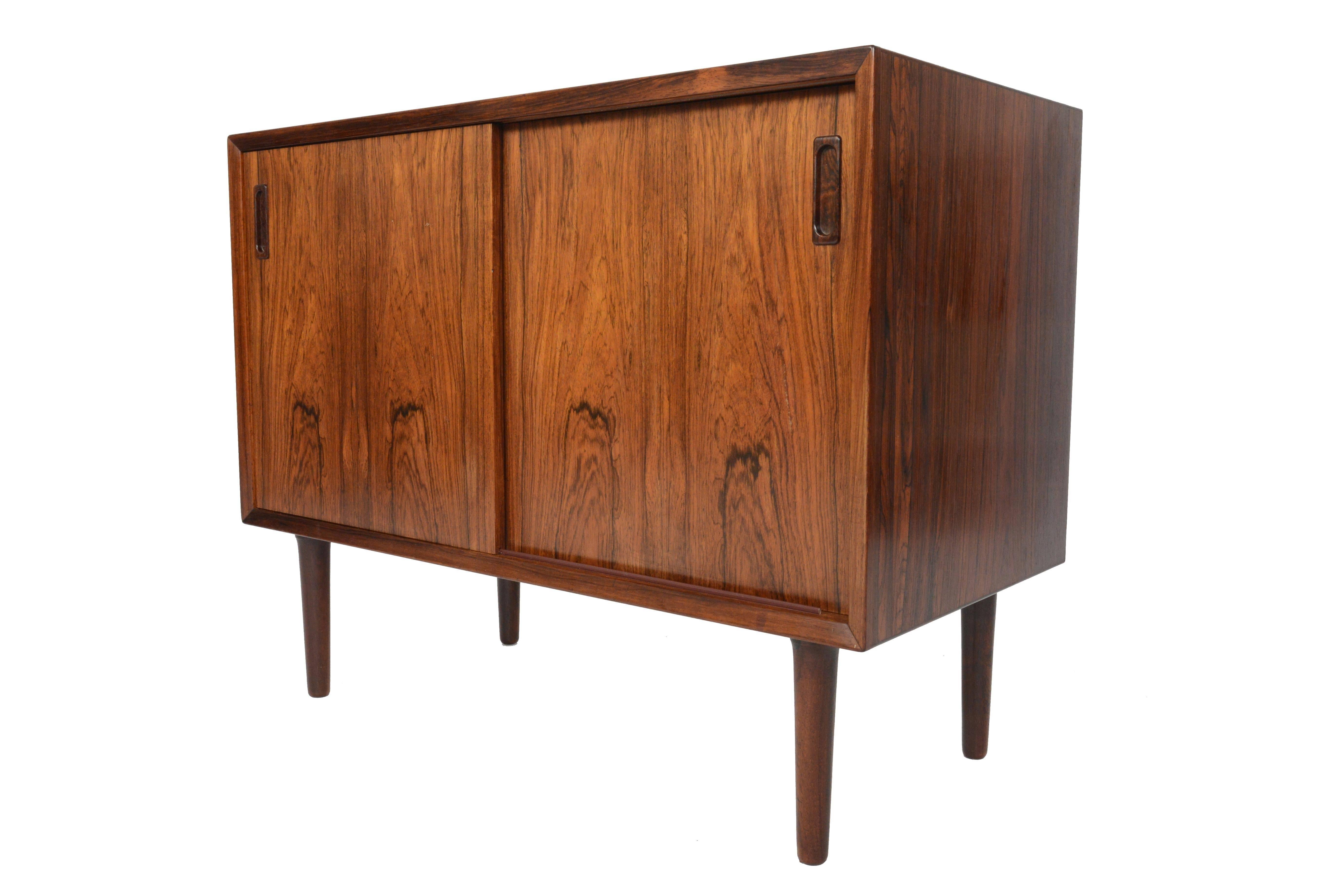 Danish Modern Small Rosewood Sliding Door Credenza by Lyby 3