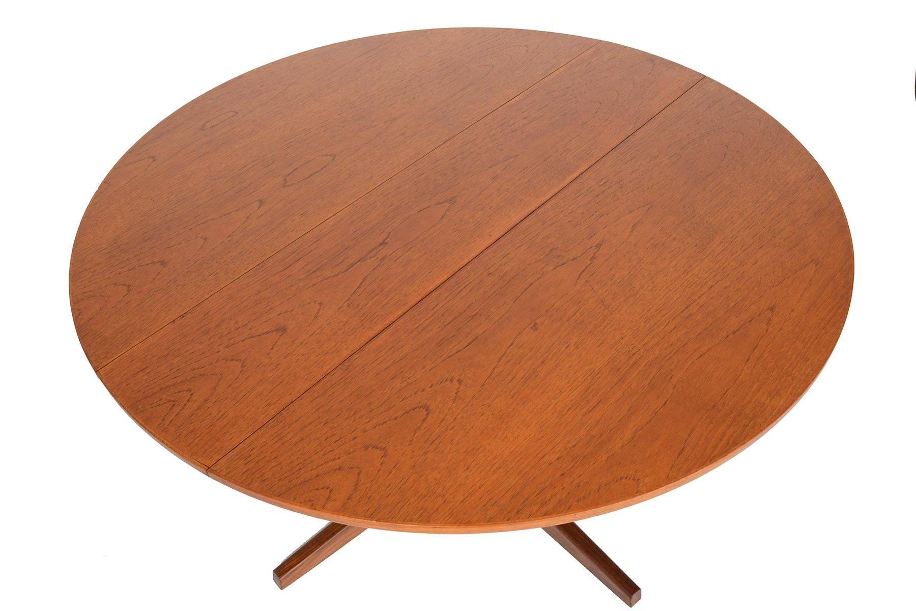 Danish Modern Teak Round Drop-Leaf Dining Table 4