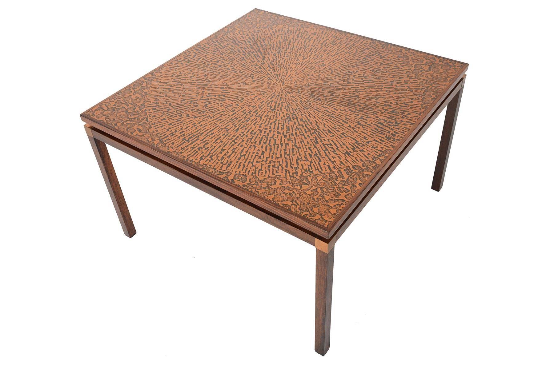 Danish Modern Rosewood and Copper Coffee Table 4