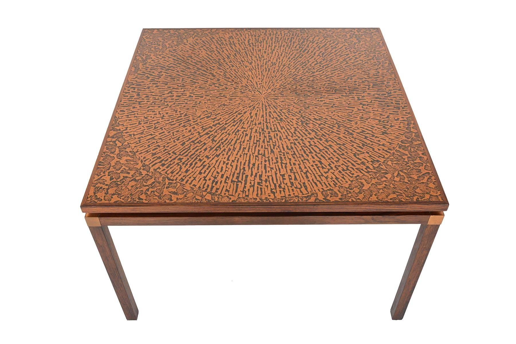 Danish Modern Rosewood and Copper Coffee Table 2