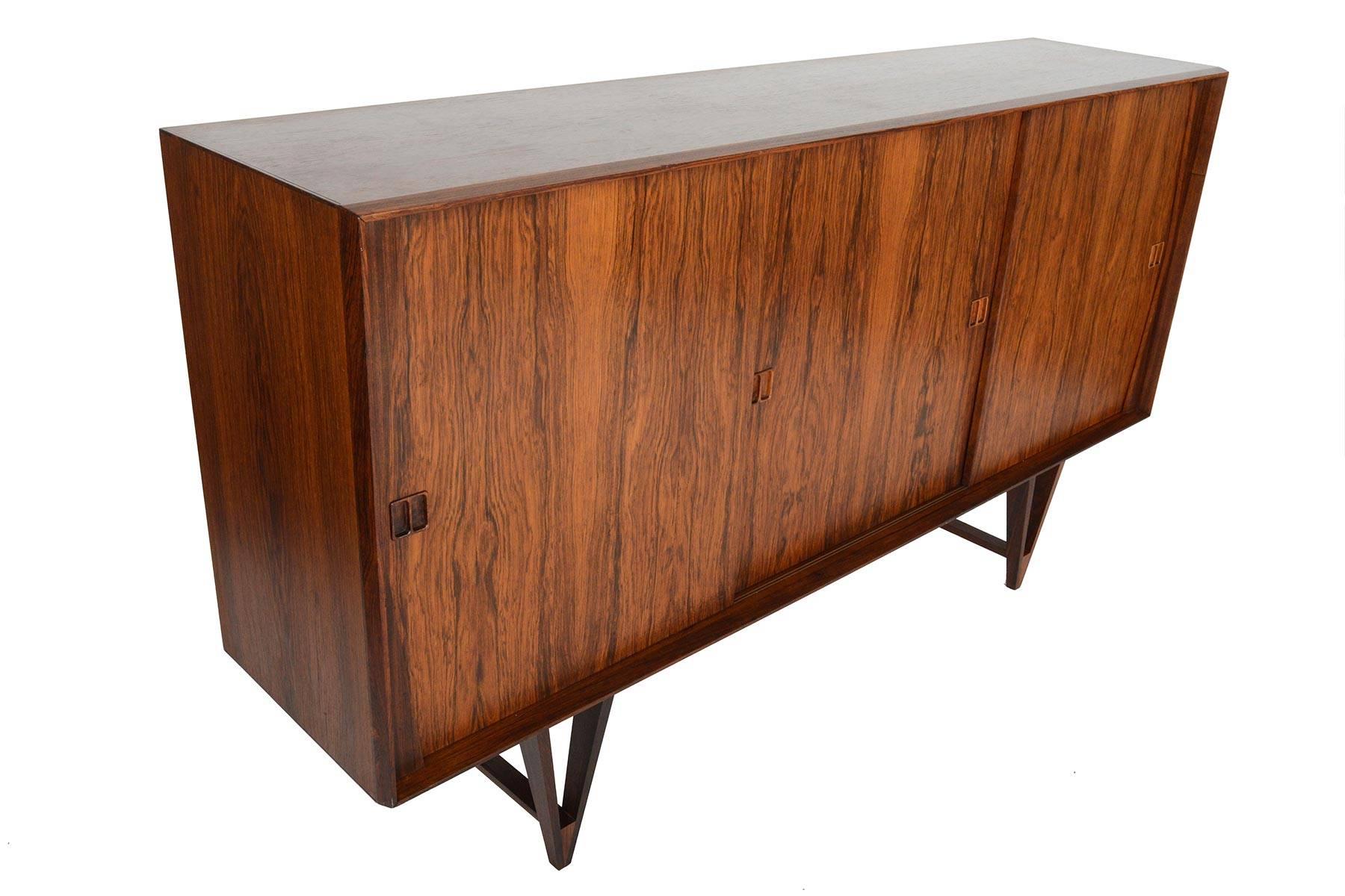 Tall Danish Modern Atomic Rosewood Credenza In Excellent Condition In Berkeley, CA