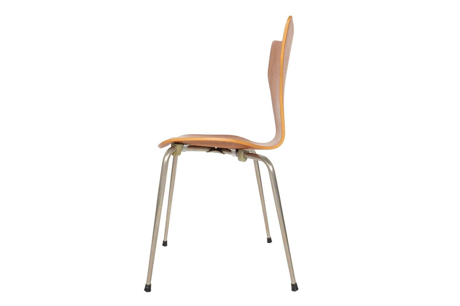 Set of Eight Danish Modern Teak Stacking Dining Chairs 5