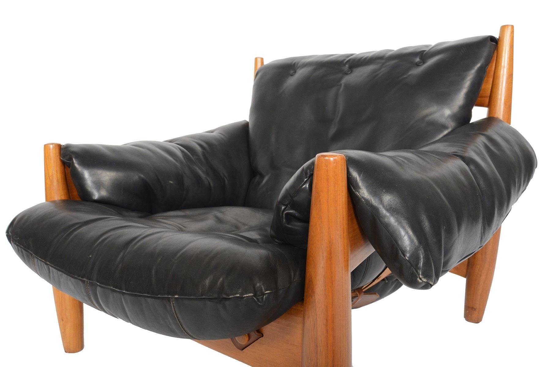 Sergio Rodriguez Sheriff Chair in Black Leather In Excellent Condition In Berkeley, CA