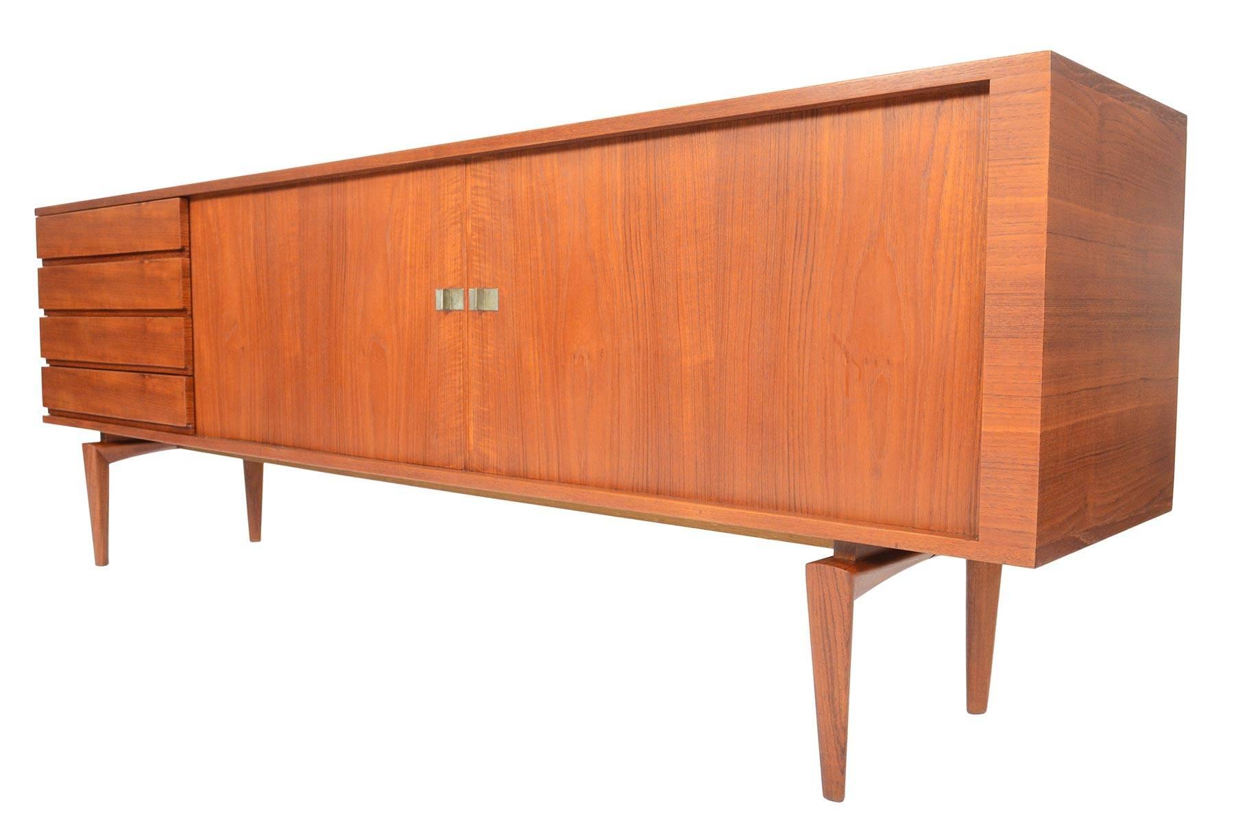 Large Refinished Teak Tambour Credenza by H.W. Klein for Bramin 4