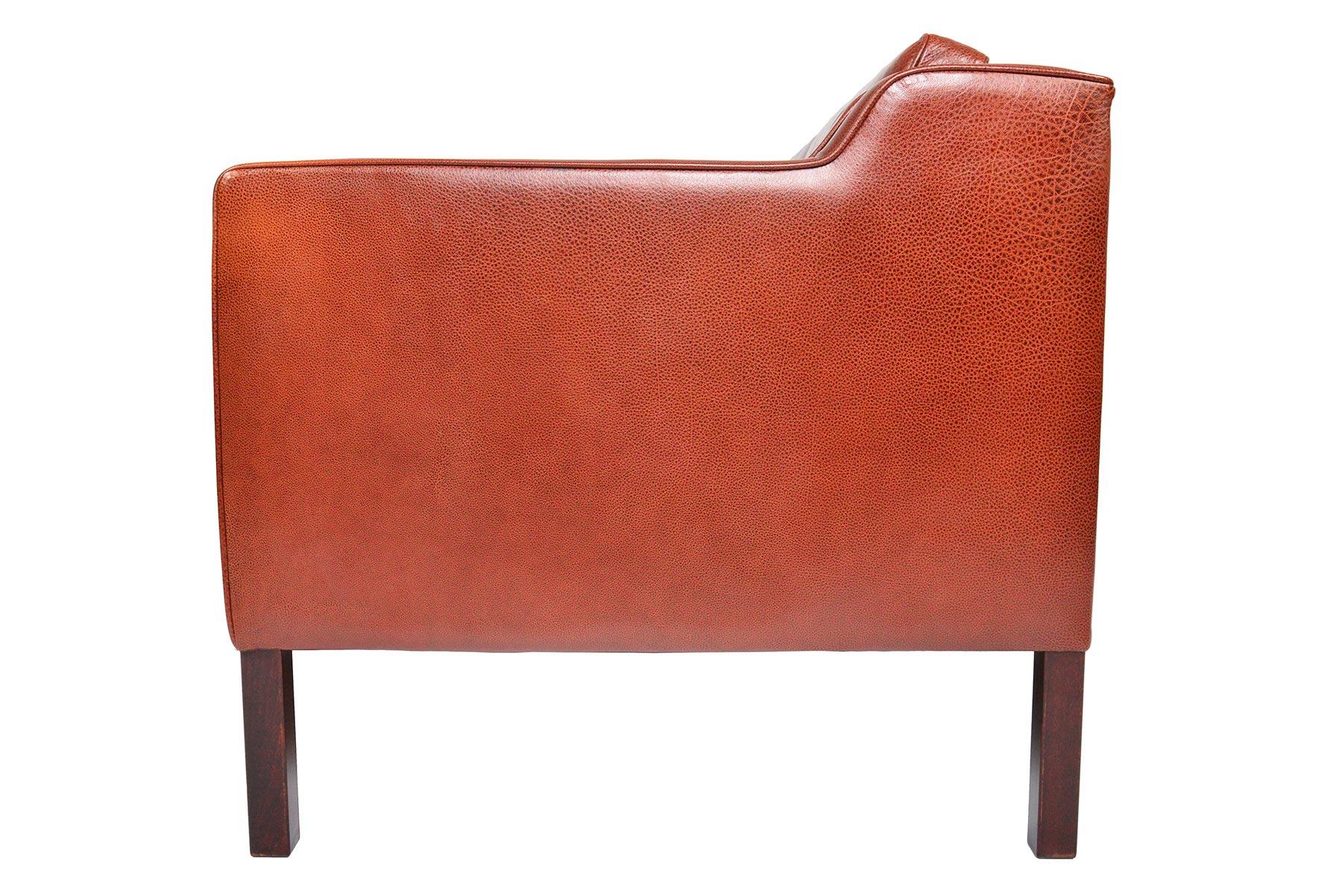 Danish Modern Three-Seat Sofa in Rust Red Leather 3