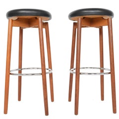 Pair of Hugo Frandsen Teak Danish Midcentury Barstools