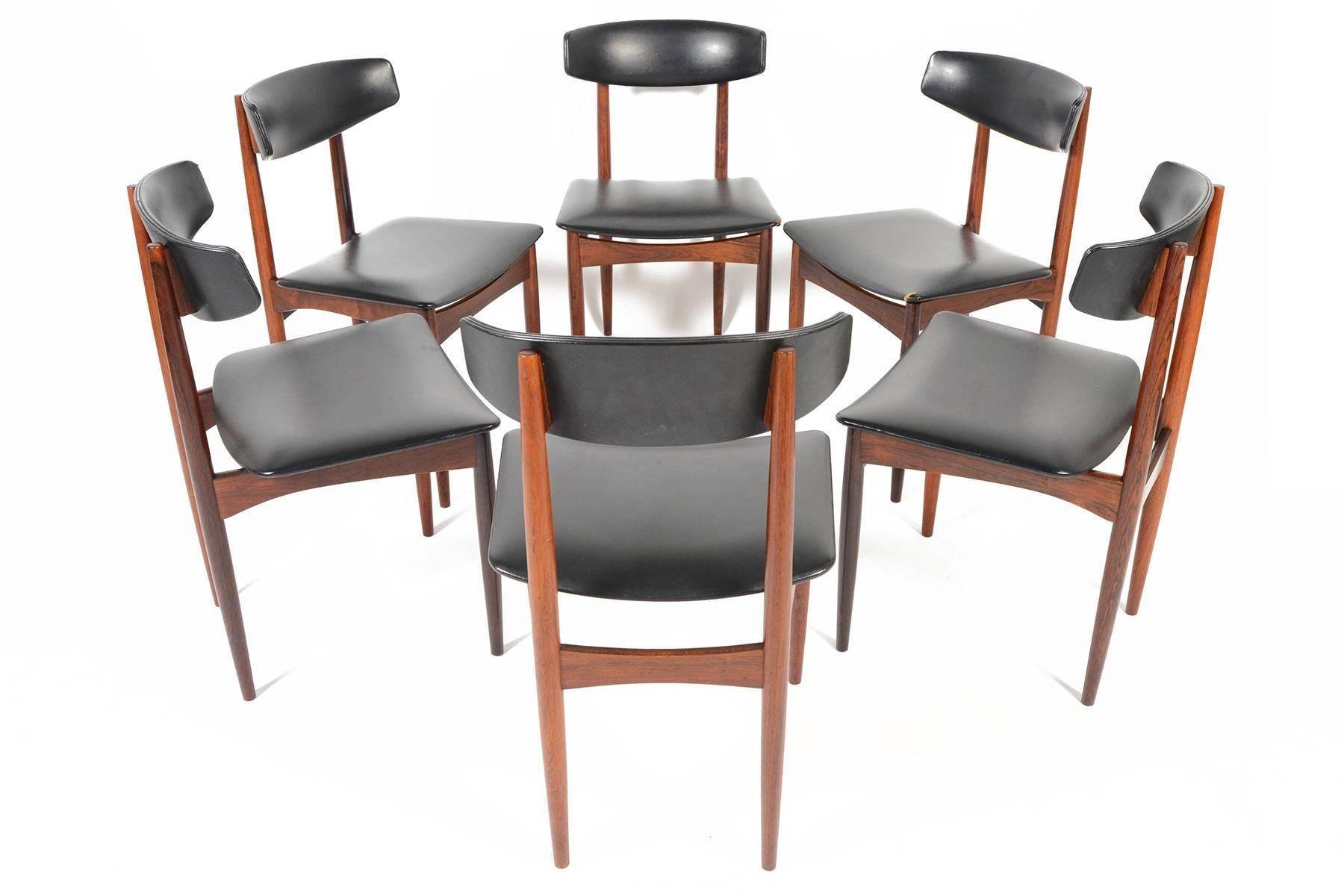 Set of Six Kofod-Larsen Style Rosewood Dining Chairs In Good Condition In Berkeley, CA