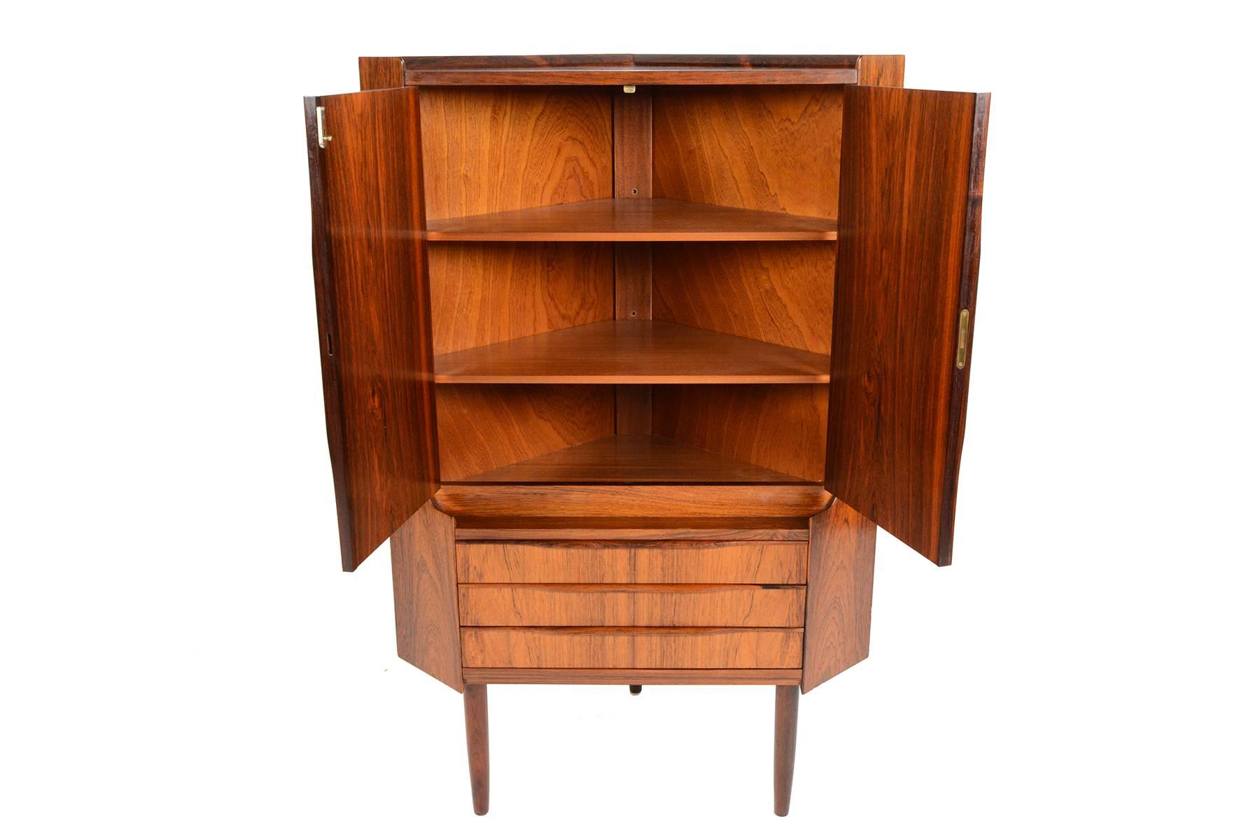 Mid-20th Century Danish Modern Corner Bar in Brazilian Rosewood