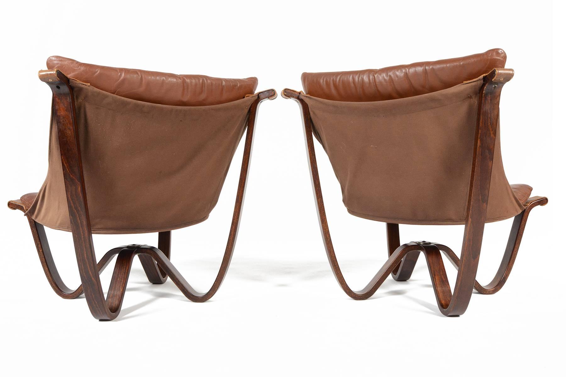 Scandinavian Modern Pair of Falcon Style Lounge Chairs 