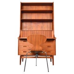 Antique Johannes sorth bookcase / secretary desk in teak