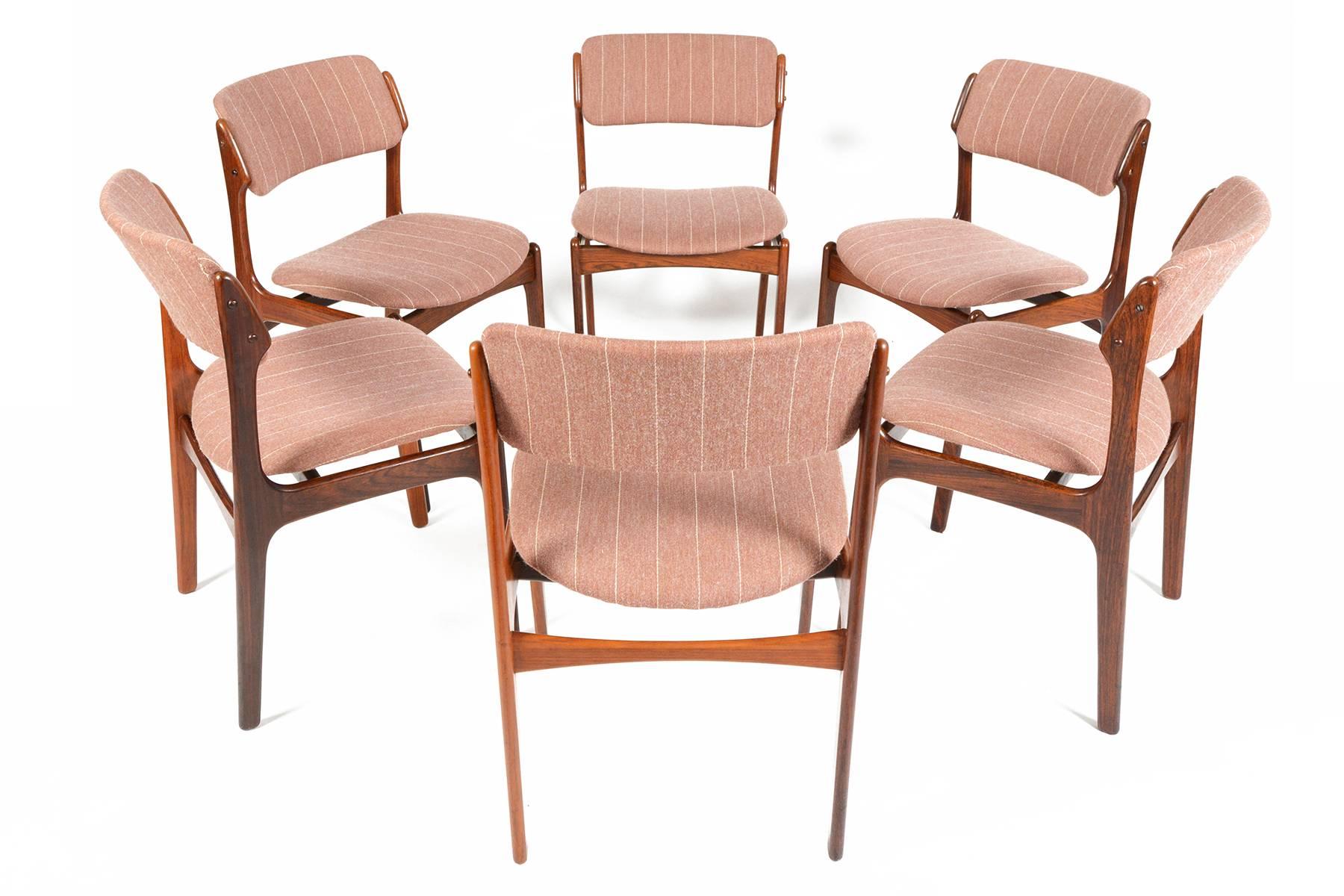 Danish Set of Six Erik Buck Model 49 Dining Chairs in Rosewood 