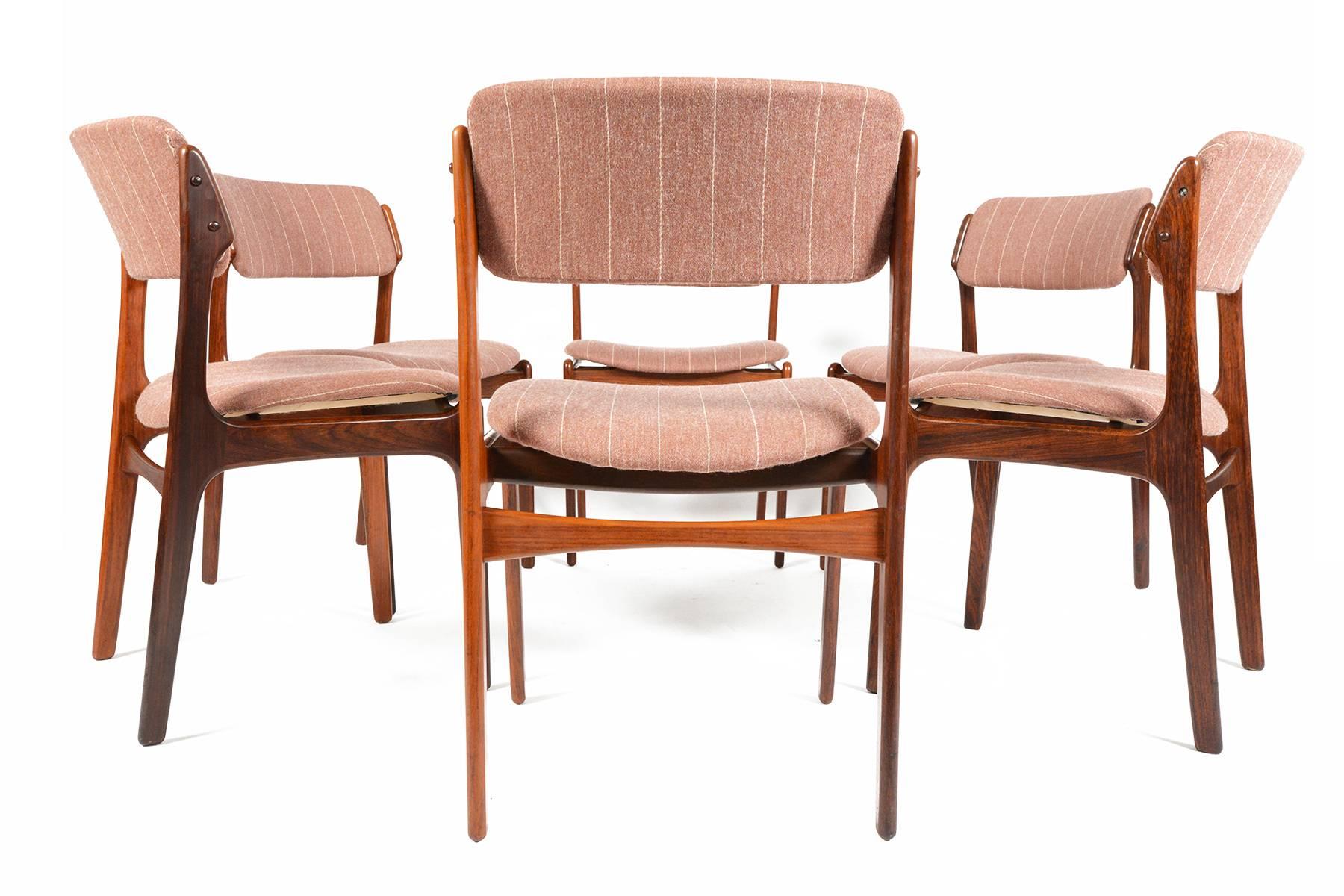 Set of Six Erik Buck Model 49 Dining Chairs in Rosewood  In Excellent Condition In Berkeley, CA