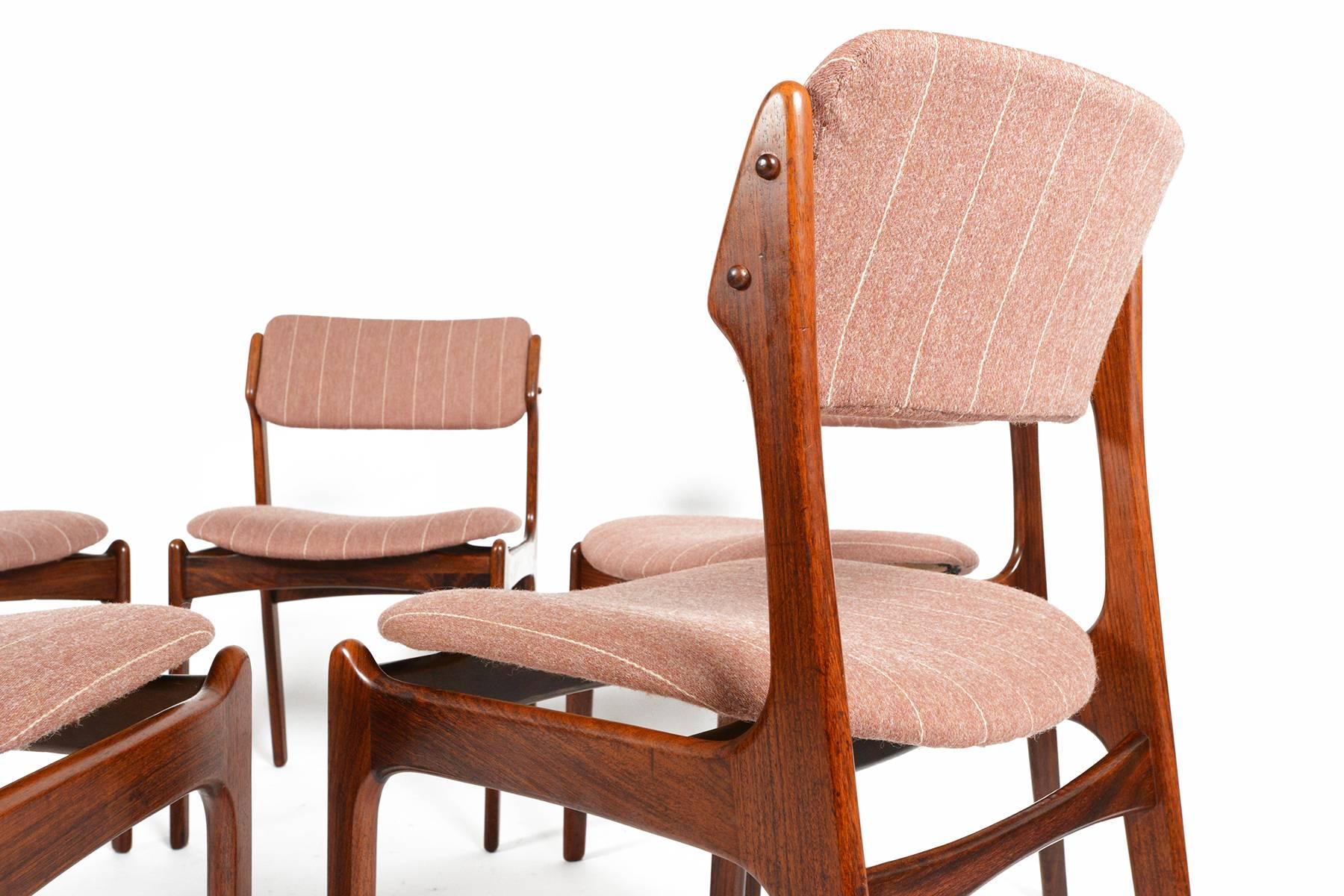 20th Century Set of Six Erik Buck Model 49 Dining Chairs in Rosewood 