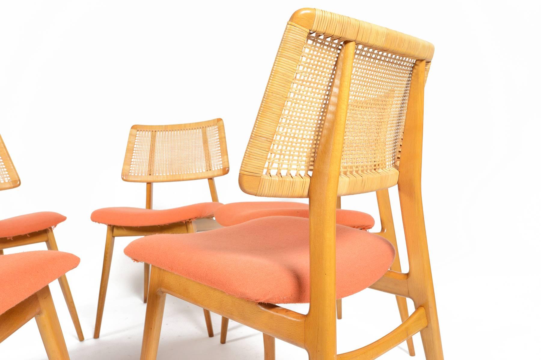 Set of Six Caned Back Dining Chairs by Habeo  In Excellent Condition In Berkeley, CA