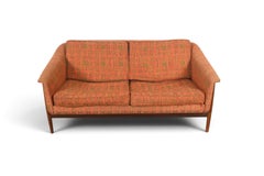 Folke Ohlsson Walnut Framed Mid Century Loveseat