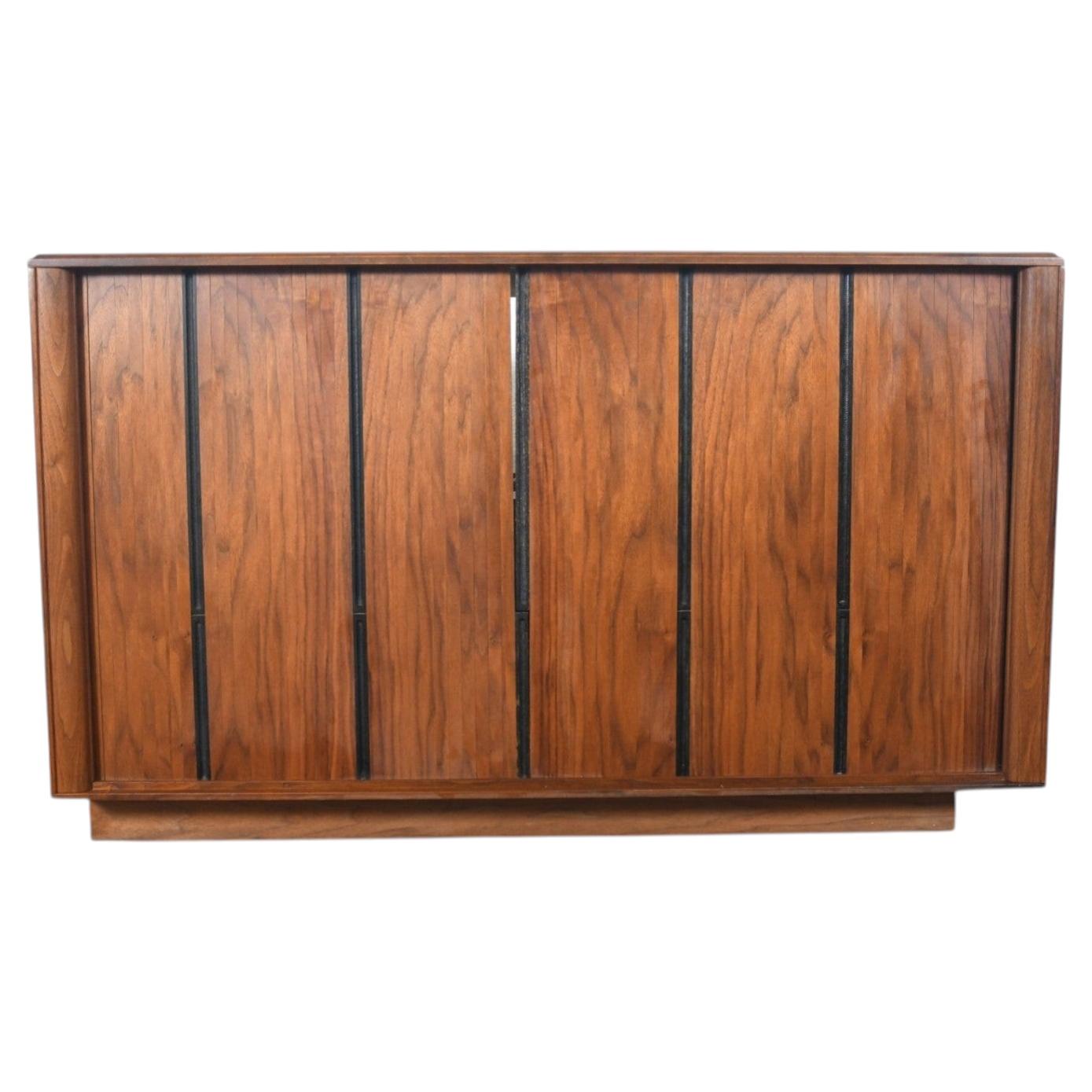 1960s Barzilay Tambour Stereo Cabinet in Walnut For Sale