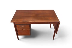 Scandinavian Modern Drop Leaf Desk With Movable Case in Teak