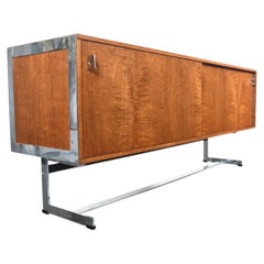 Rare buffet Richard Round de style « Space Age » en teck et chrome